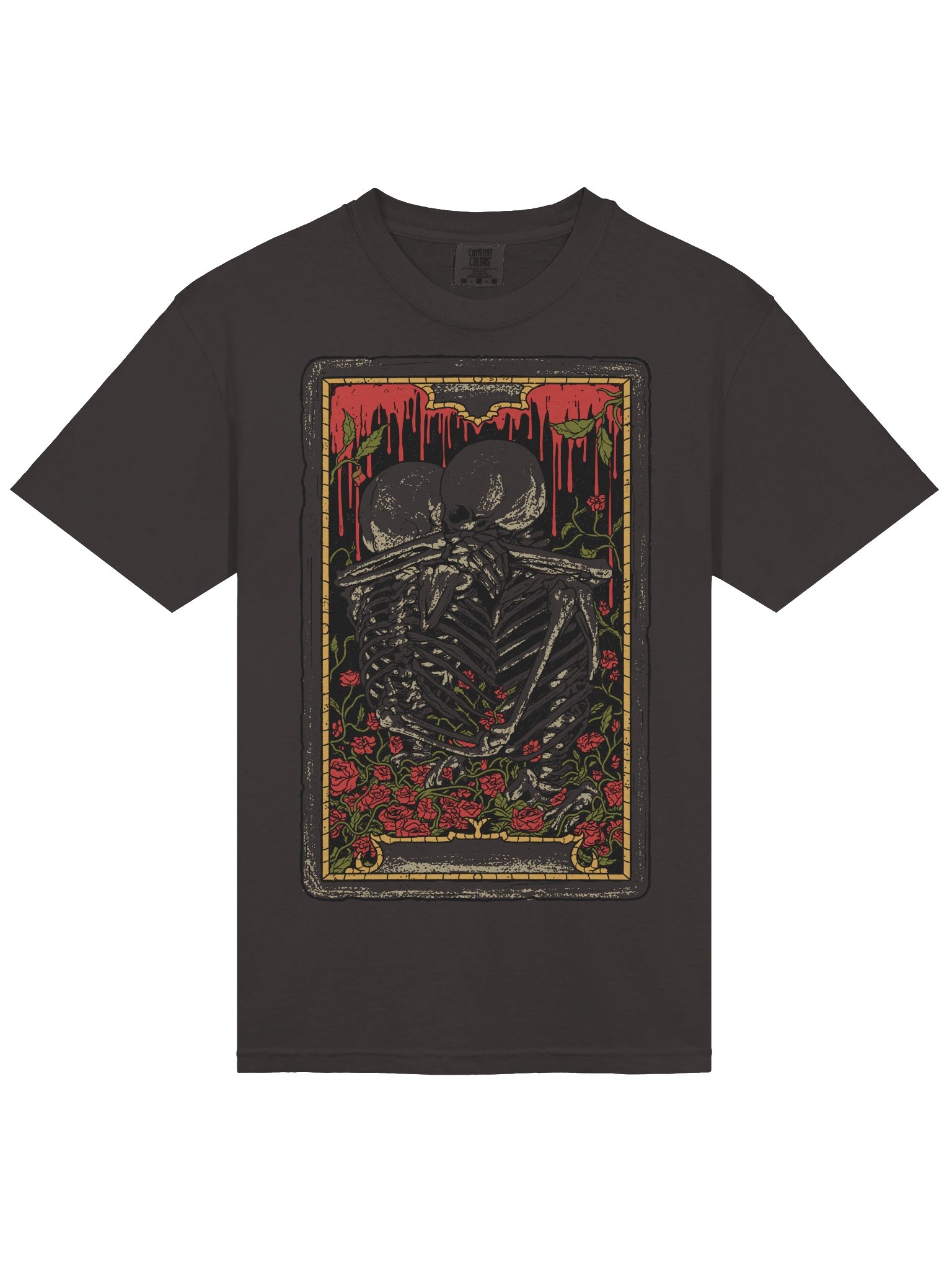 Skeleton Lovers Tarot Shirt – Gothic Romance Skull Couple Graphic Tee with Roses product image (5)
