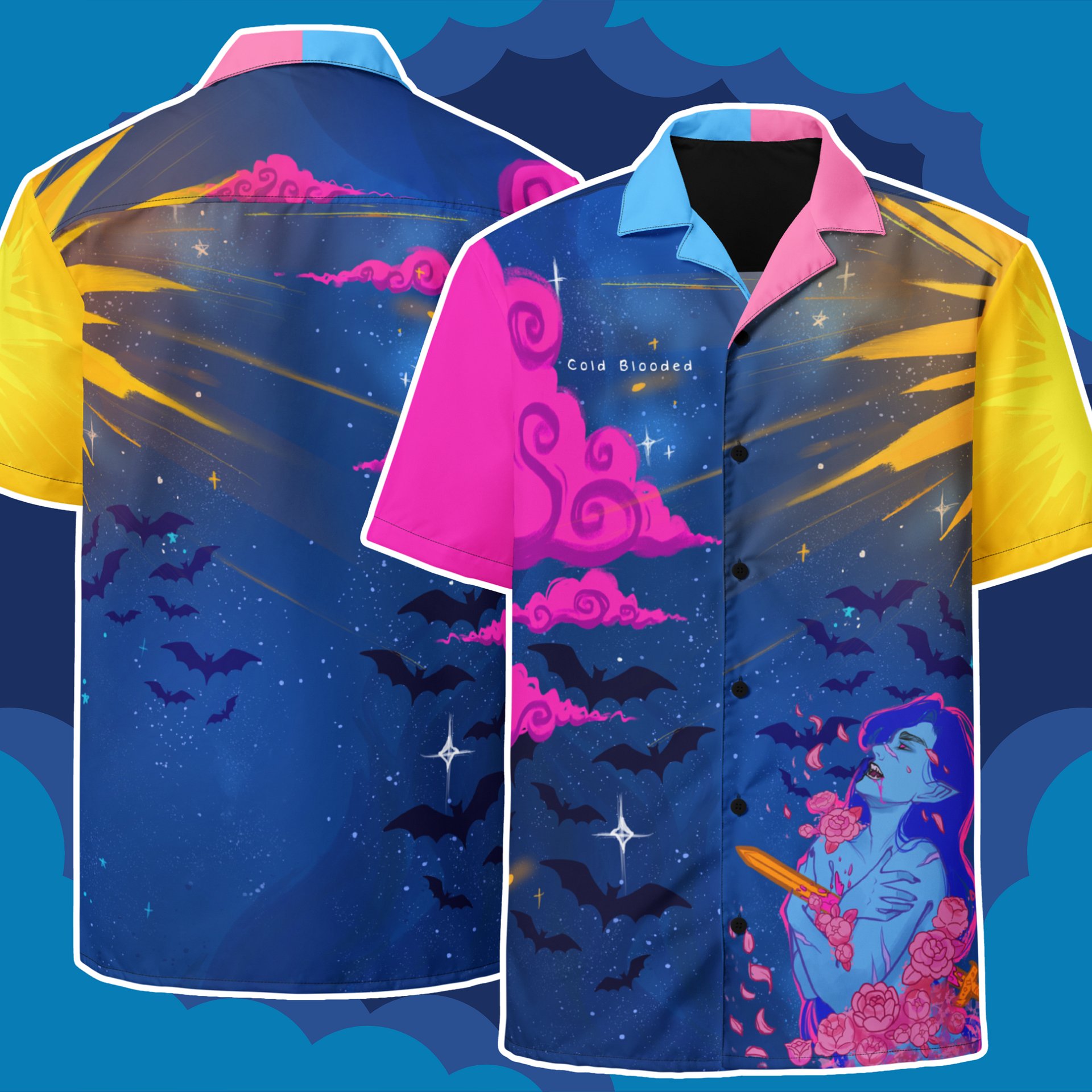 Pansexual Subtle Pride Vampire Button Up Shirt product image (2)