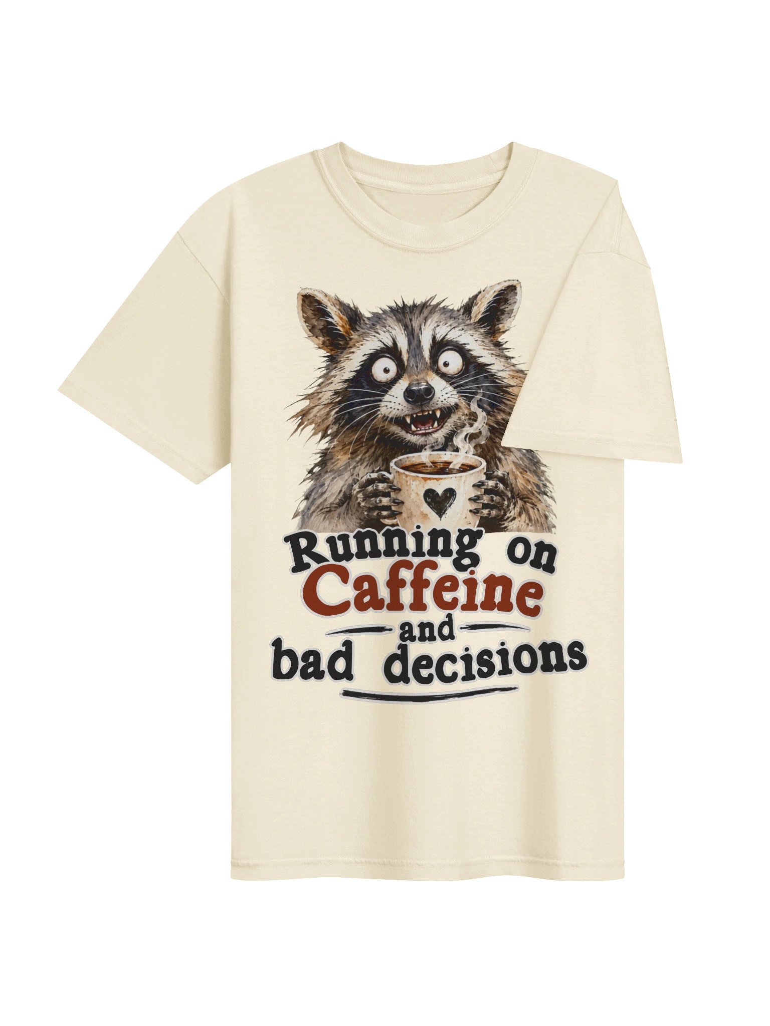 Running on Caffeine and Bad Decisions Raccoon T-Shirt product image (5)