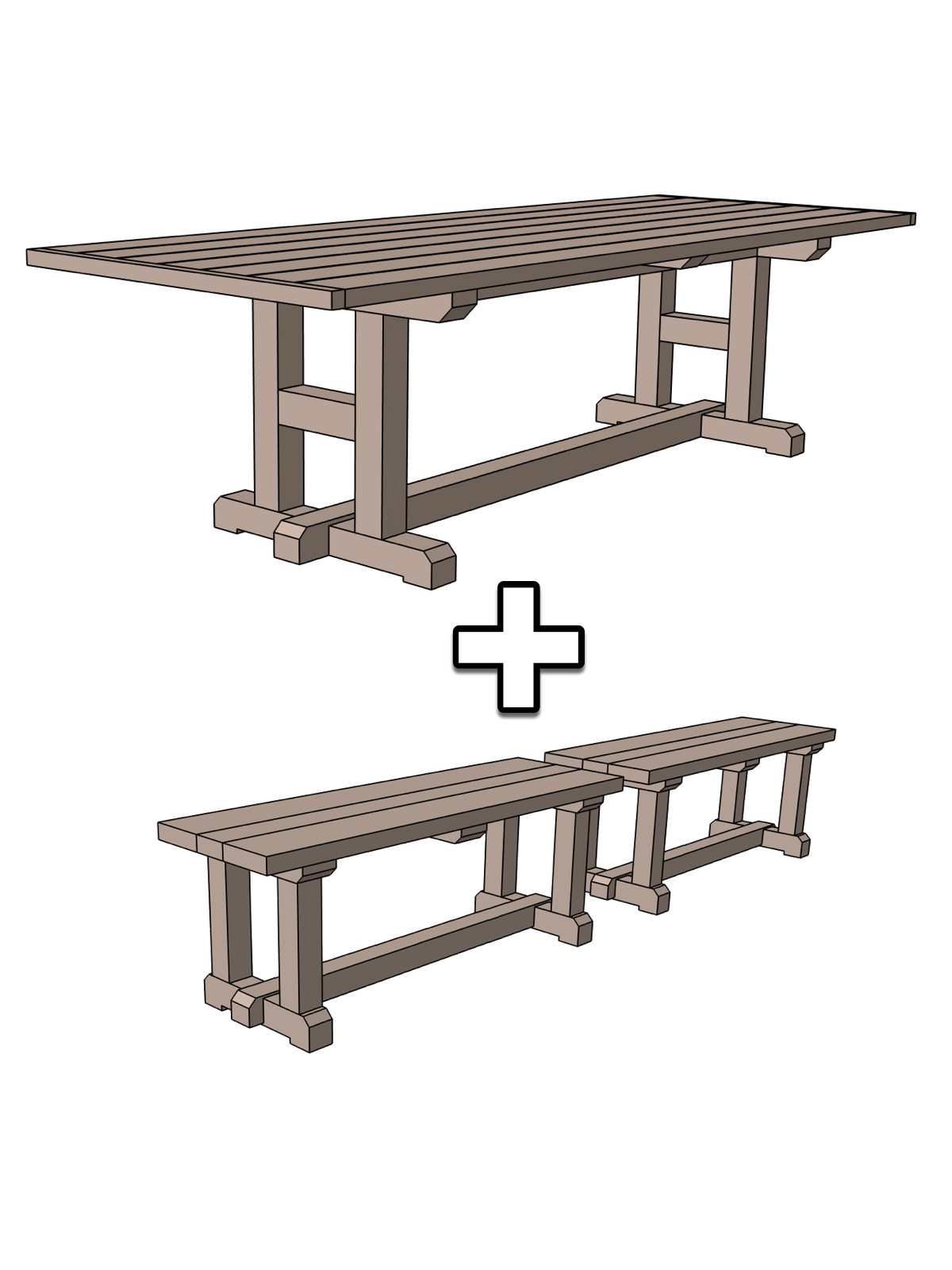 Rogue Table H-Leg Outdoor Dining Table and Bench Plans | Rogue Engineer