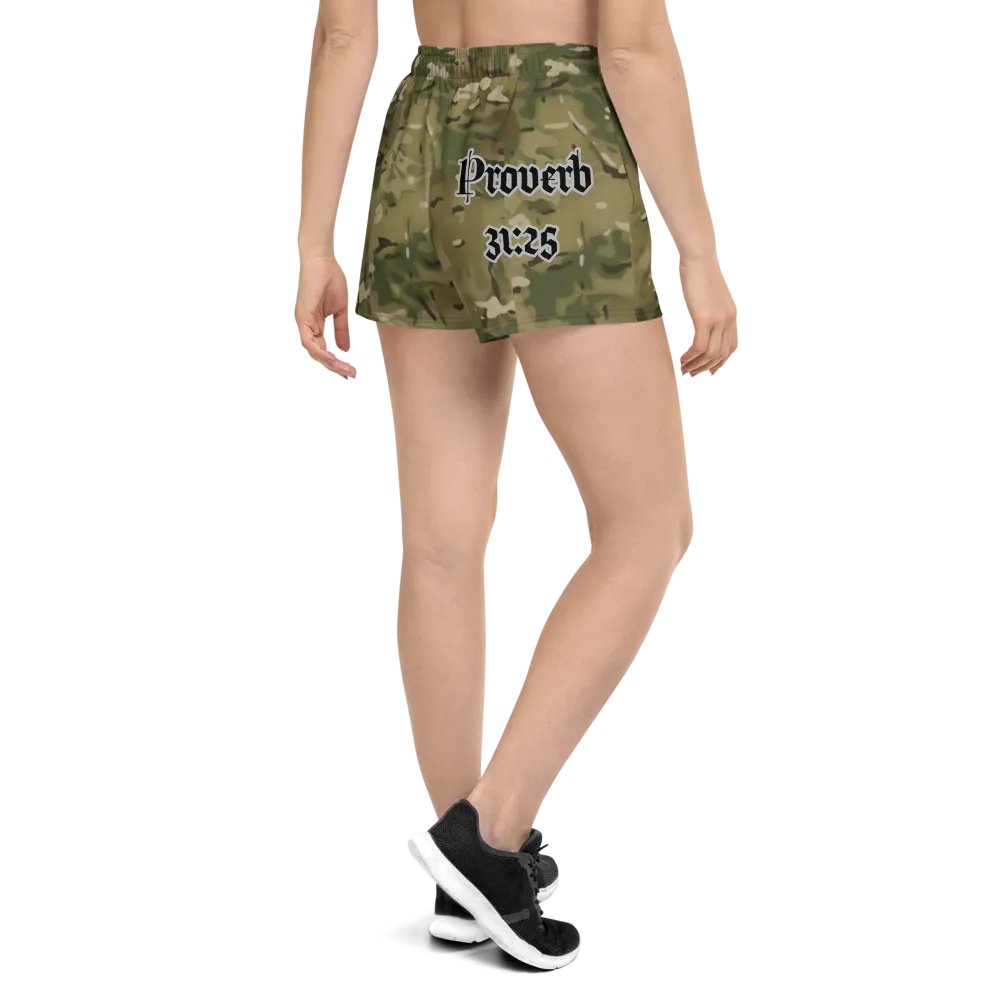 Faithful Camo: Proverb 3:25 Motion Women's Athletic Shorts - Multicam product image (3)