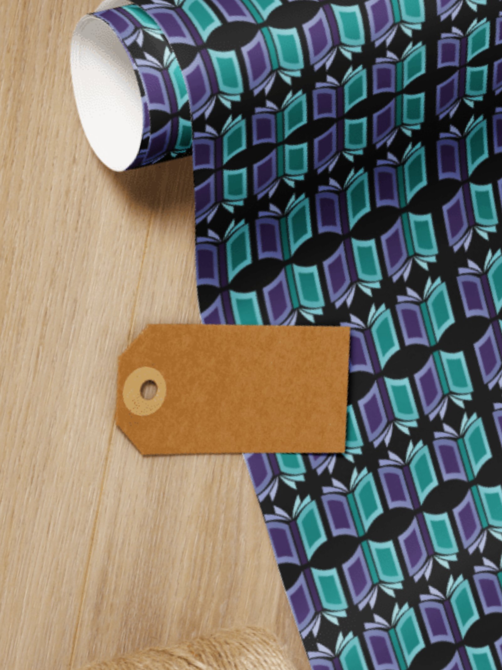 Bookish Wrapping Paper (Black Background) product image (1)