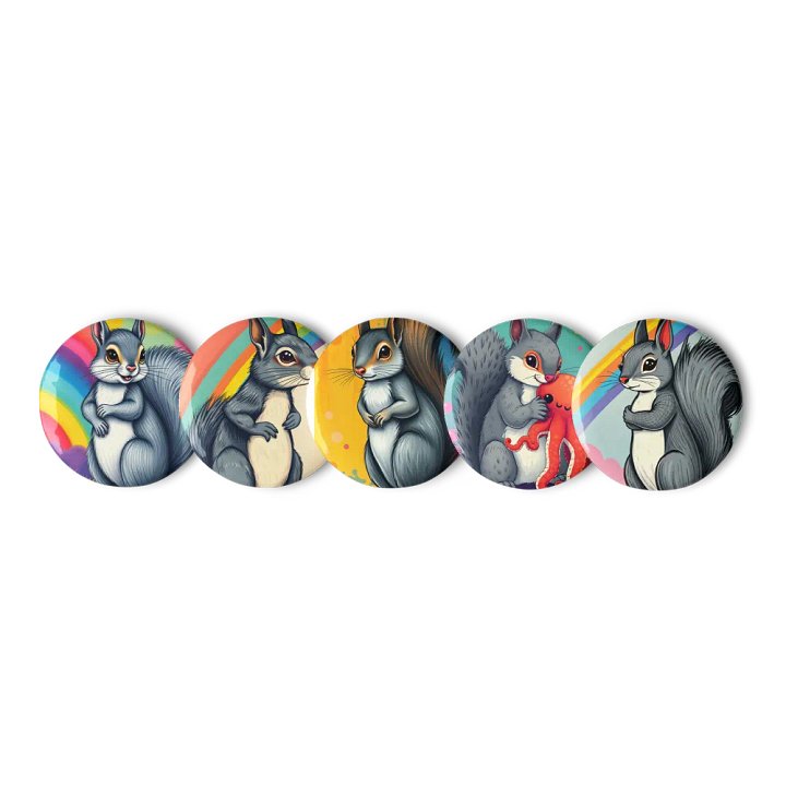 Rainbow Squirrel Pin Button Set product image (1)