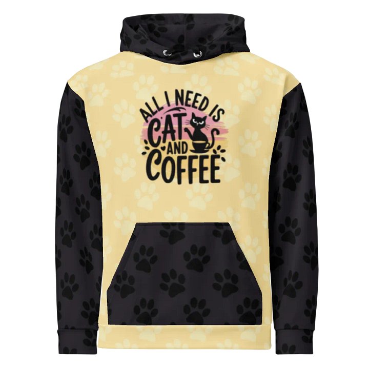 Cat & Coffee Vibes All-Over Hoodie product image (1)