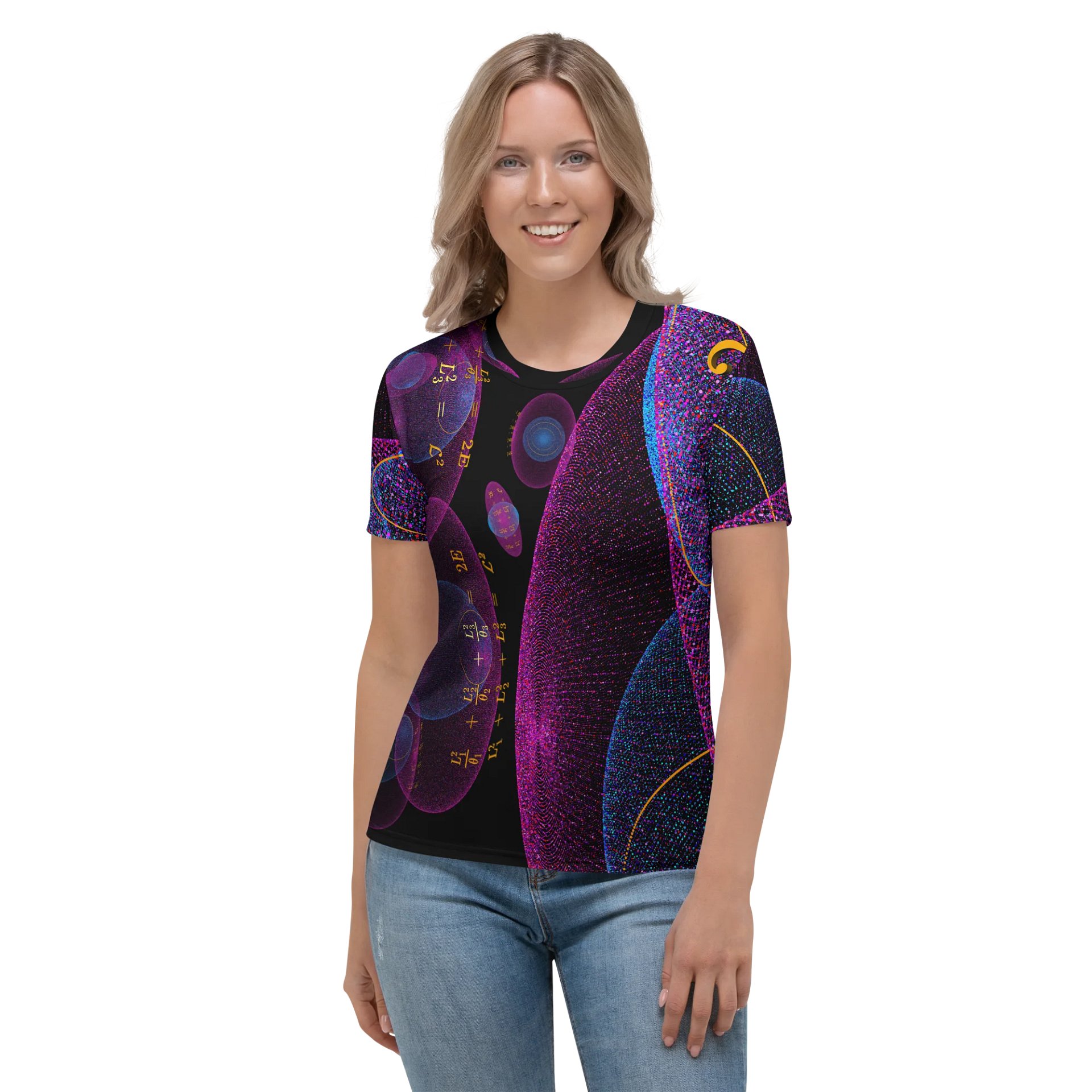 Poinsot's Pixel Spaceship 2 - Physics of the Gyroscope Women's Crew Neck T-Shirt product image (5)