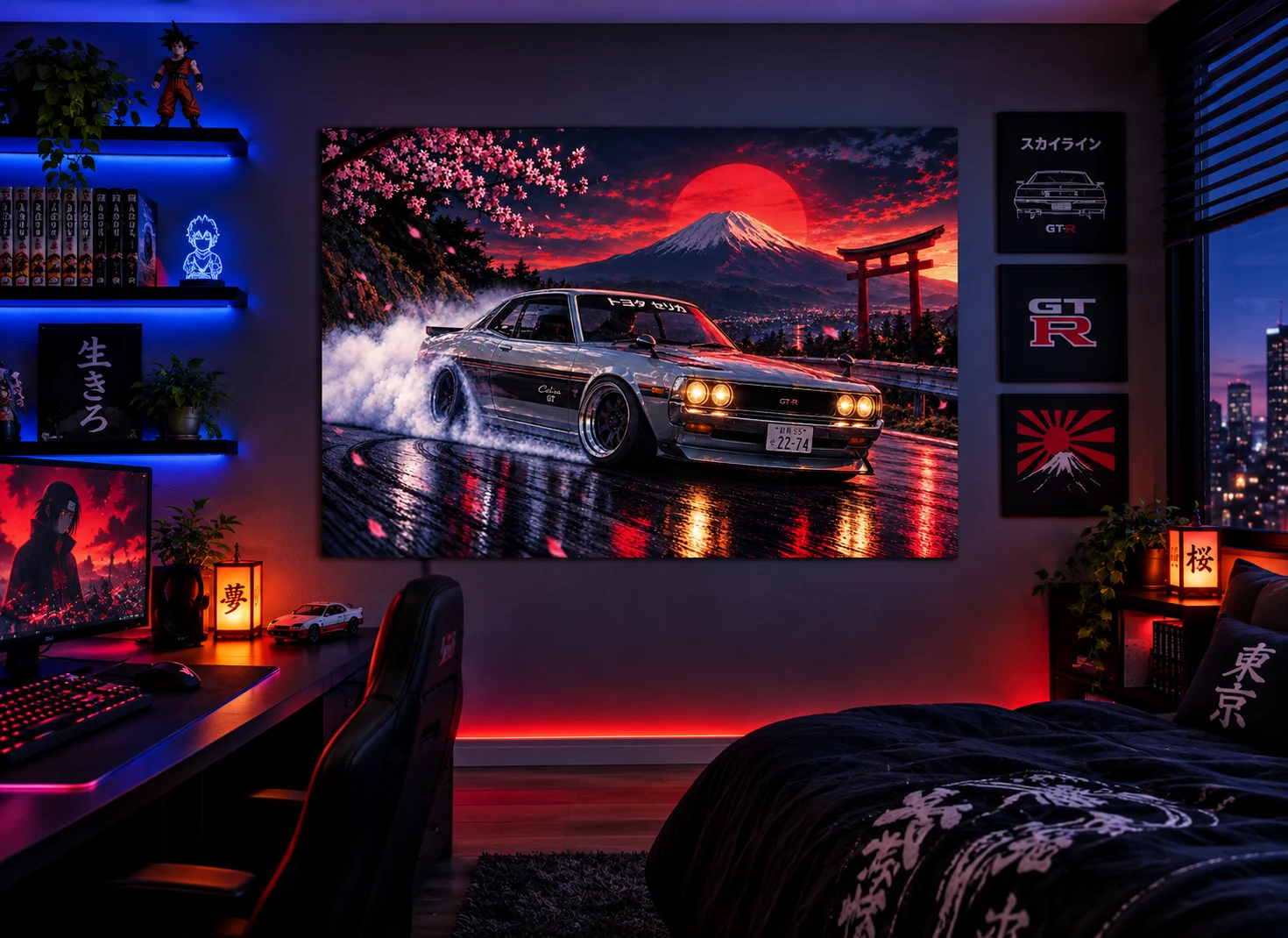 Midnight Drift - Japanese Street Racing Mount Fuji Poster product image (1)