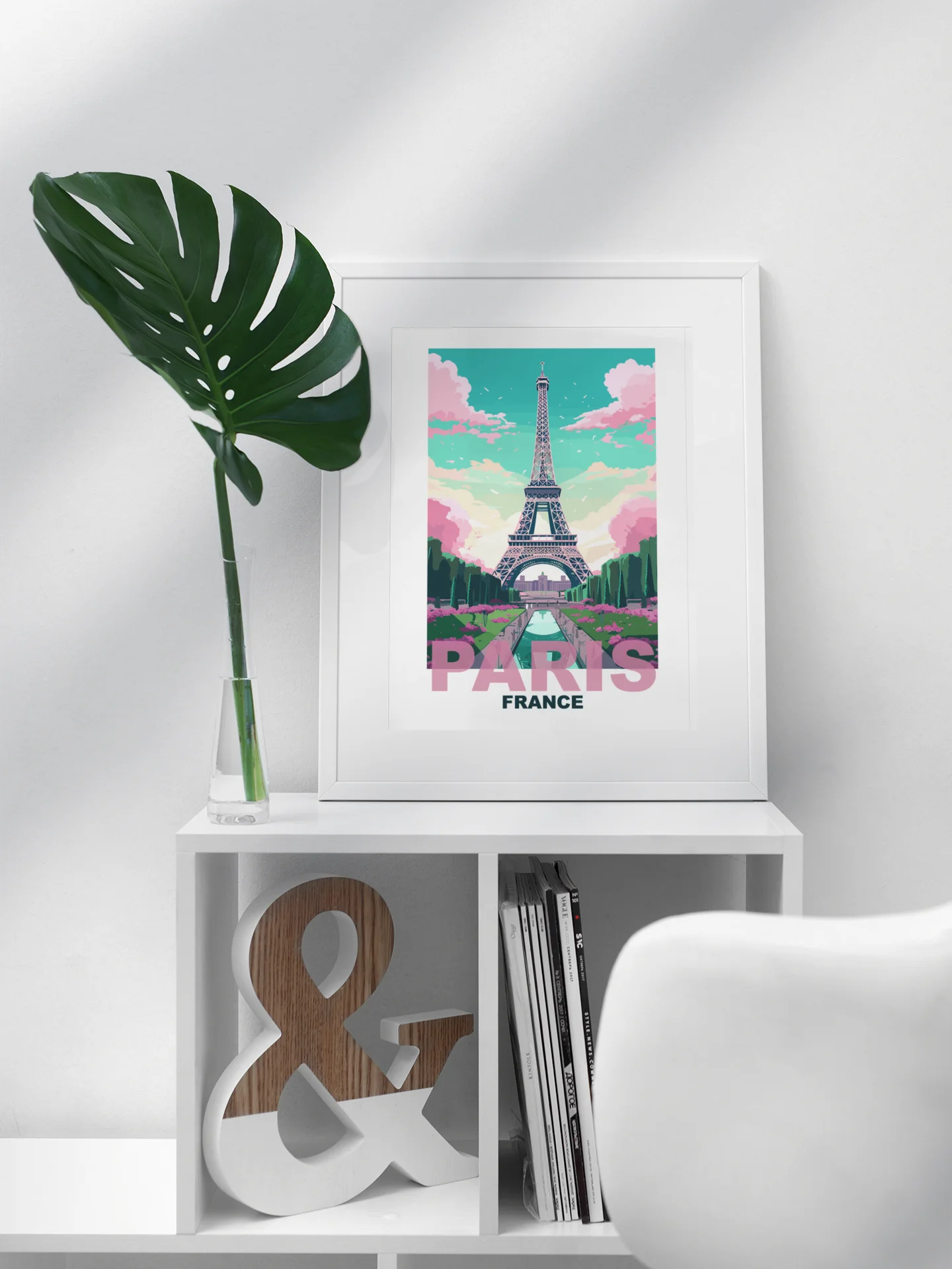 Vibrant Eiffel Tower Art Print, Parisian Skyline at Sunset, Pastel Colors Paris France Poster, Romantic Travel Decor, Chic Wall Art product image (3)