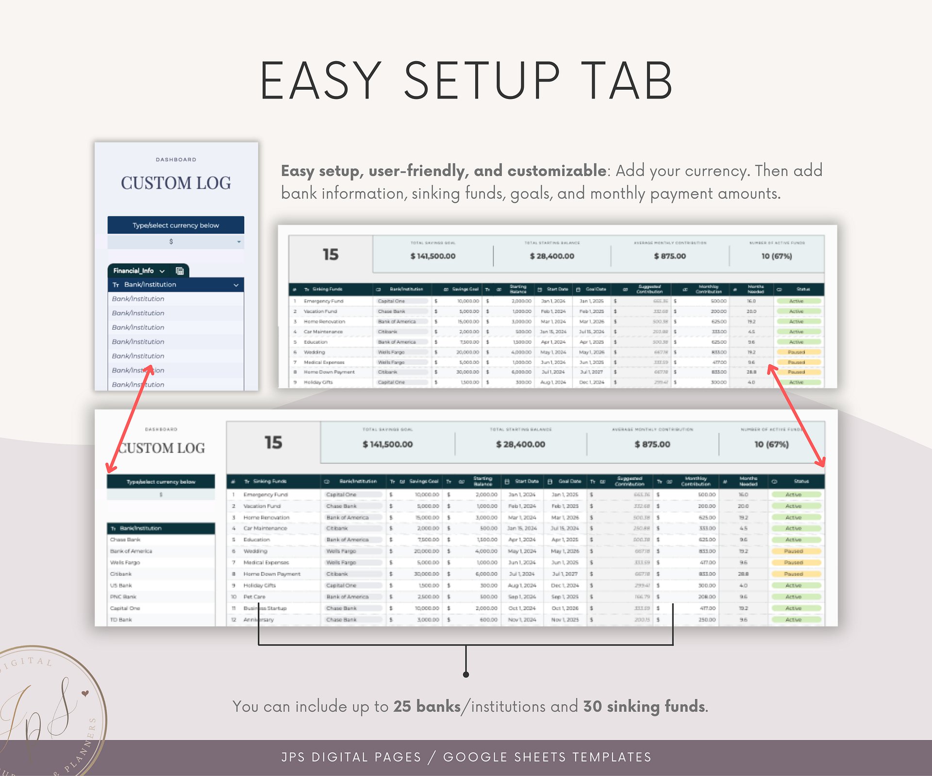 Sinking Funds Tracker Spreadsheet, Google Sheets Savings Tracker, product image (3)