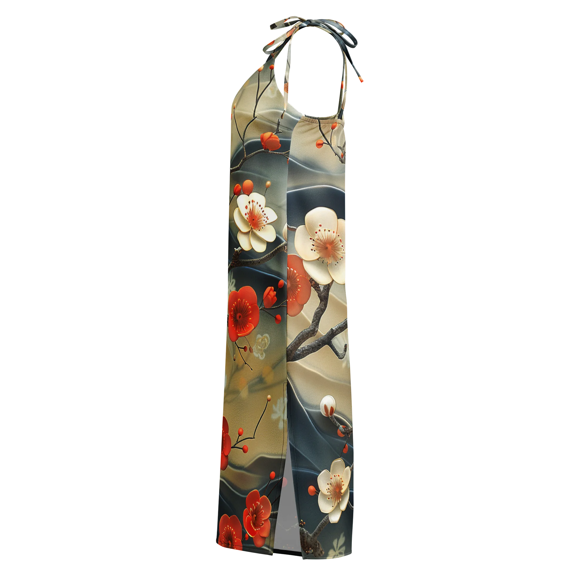 Traditional Japanese Floral Slip Dress - Plum Blossom Aesthetic Apparel product image (3)