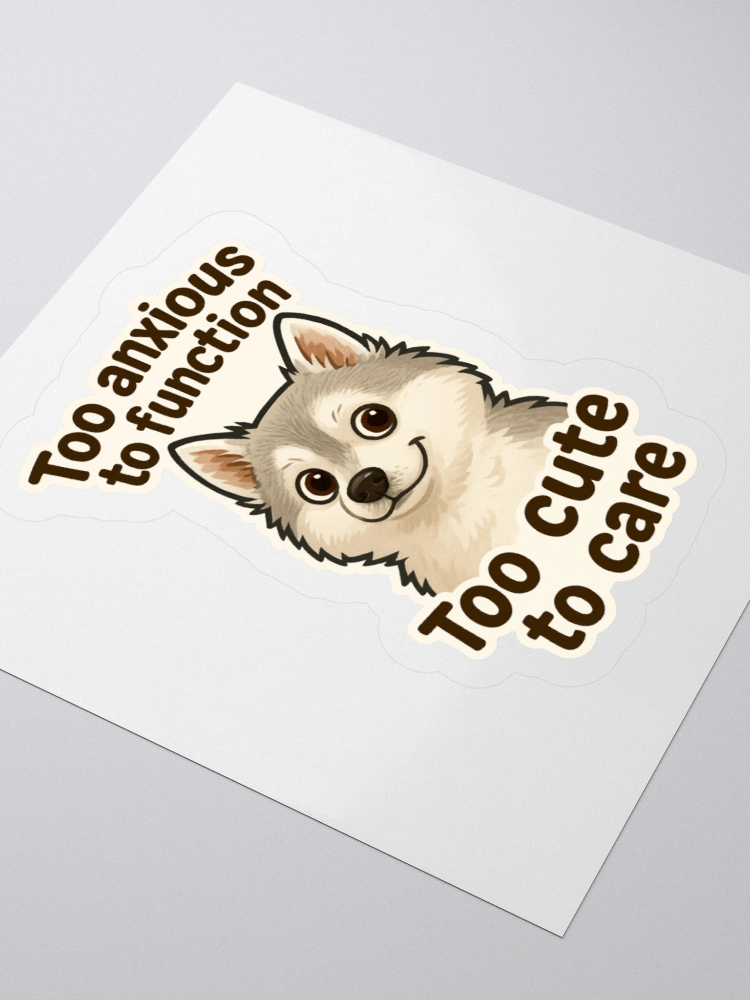 Too Anxious. Too Cute. – Cordell Sticker 🧠🐾 product image (3)