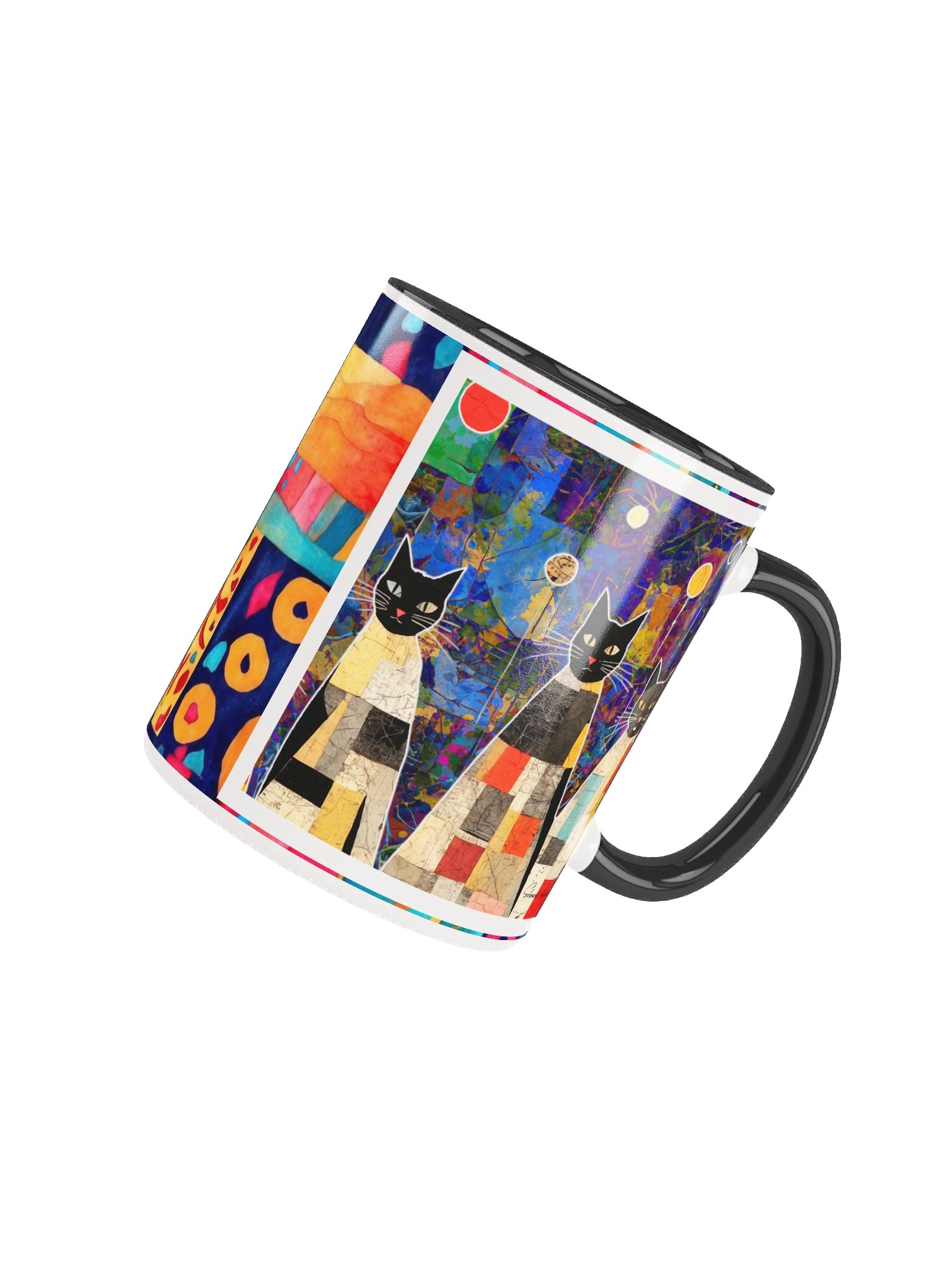 Whimsical Patchwork Cats Ceramic Mug product image (43)
