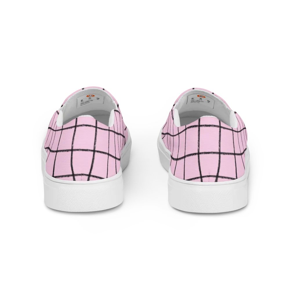 Pink Grid Women's Slip-on Deck Shoes product image (3)