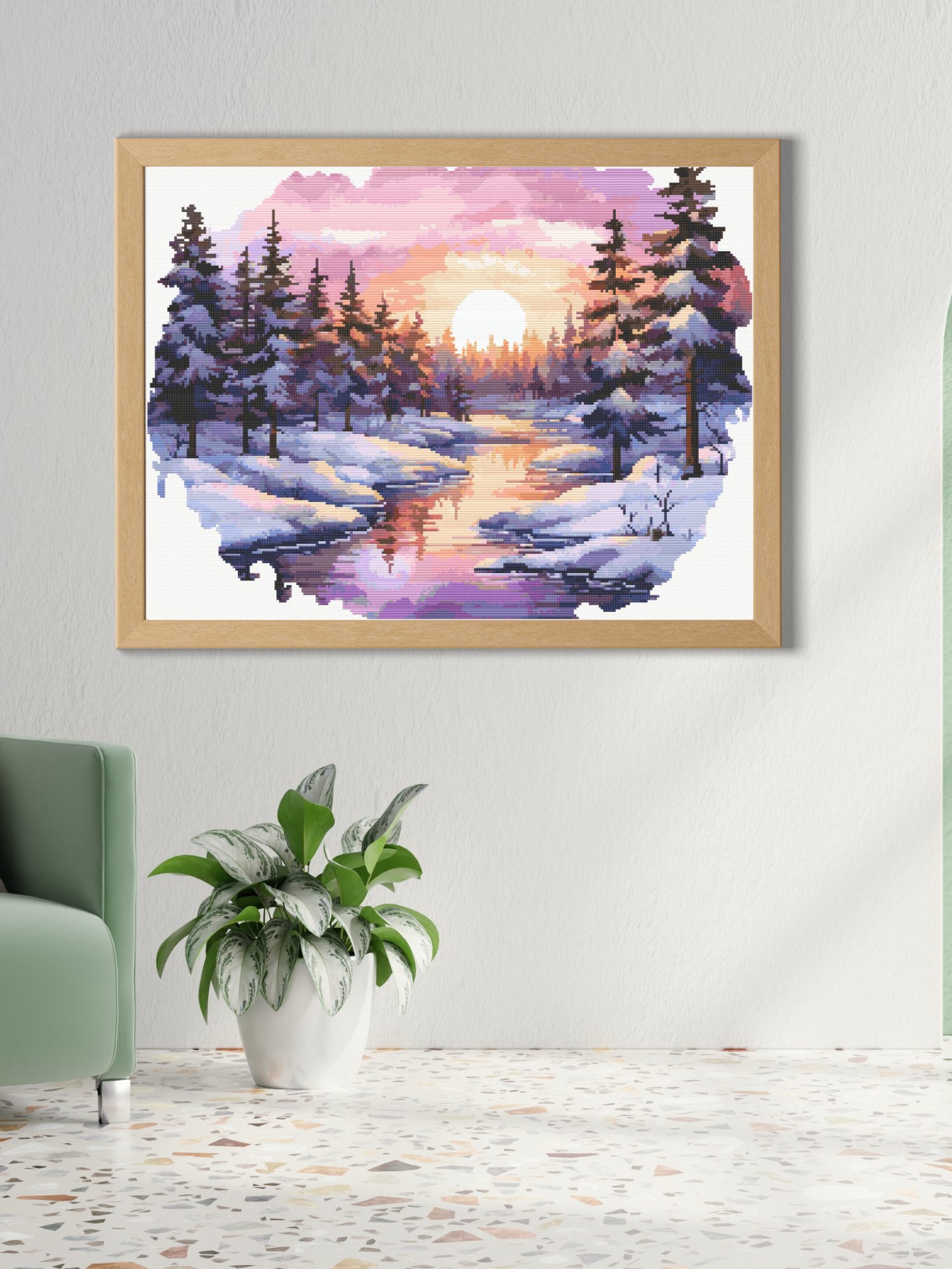 Winter Sunset Cross Stitch Pattern product image (5)
