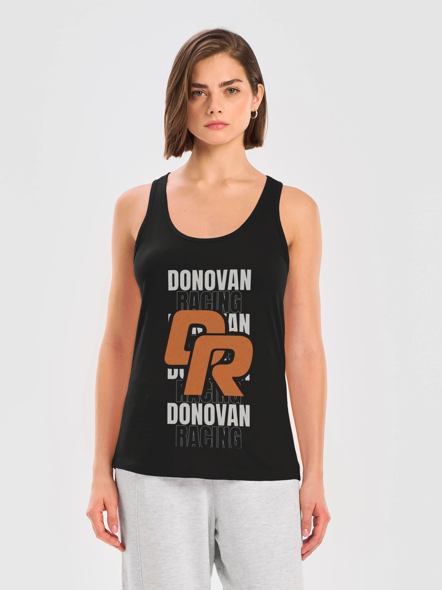 Donovan Racing Women's Racerback Tank | Stacked Wordmark product image (3)