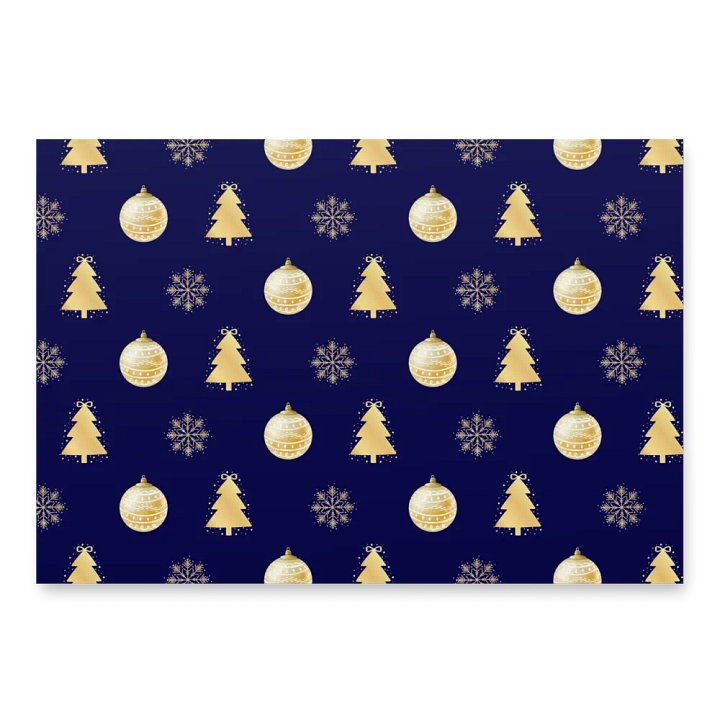 Elegant Holiday Wrapping Paper Set (3 Sheets) - Gold & Navy Christmas Icons product image (1)