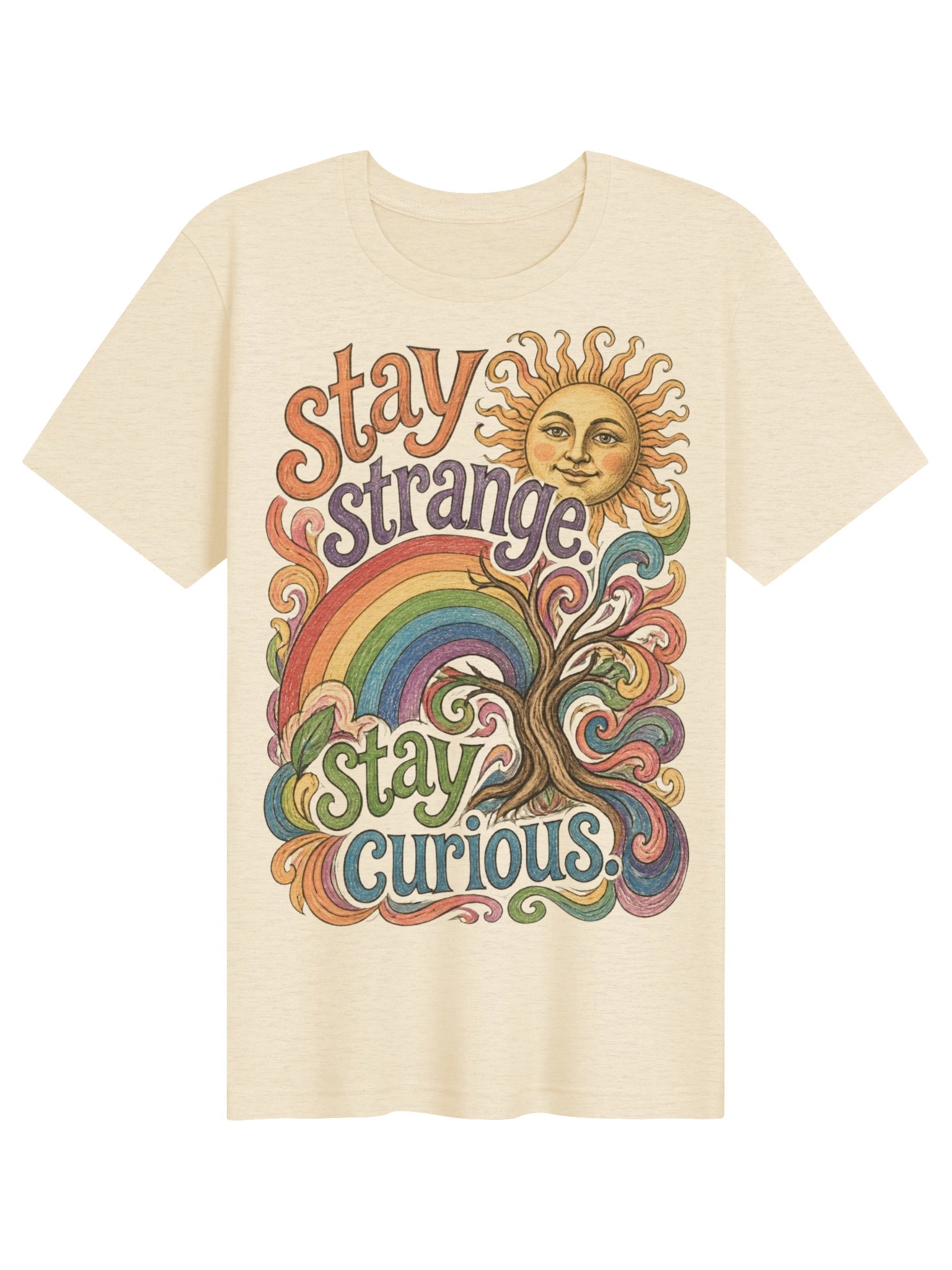 Stay Strange, Stay Curious Psychedelic Rainbow Tee product image (2)