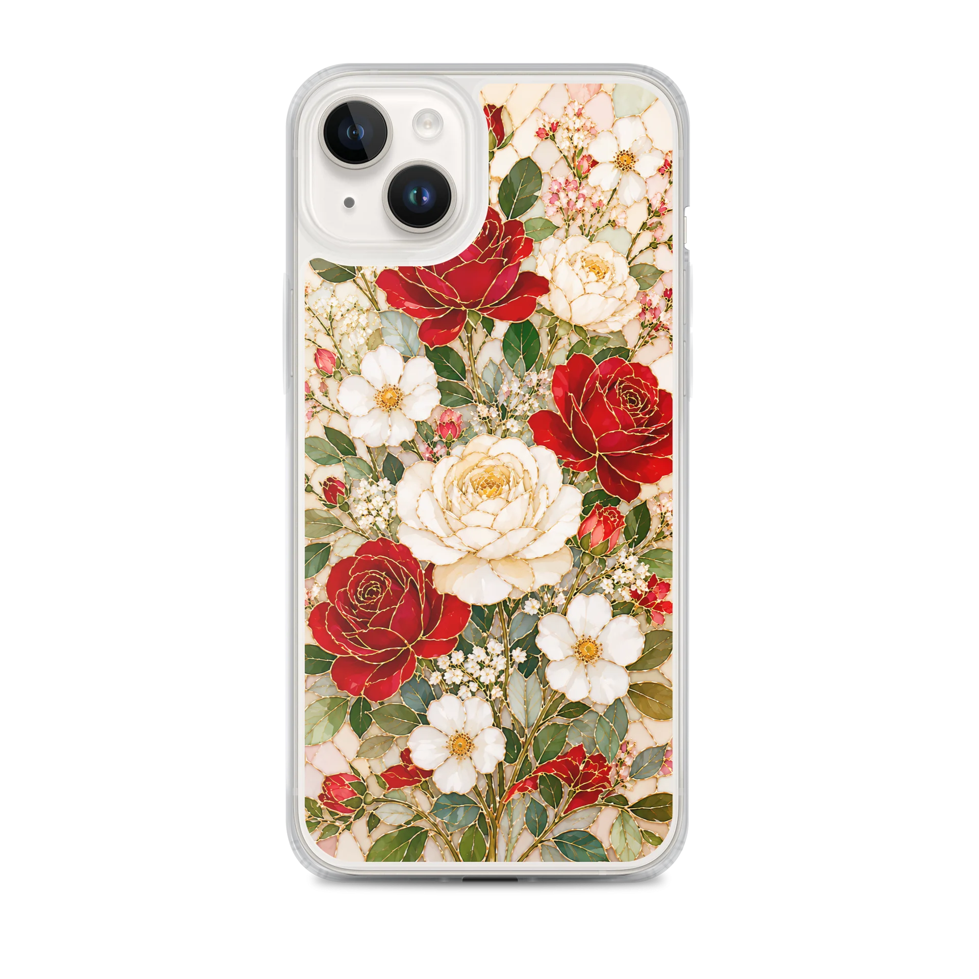 Red And White Roses Mosaic Premium Soft Silicone iPhone Case - MagSafe Compatible product image (1)