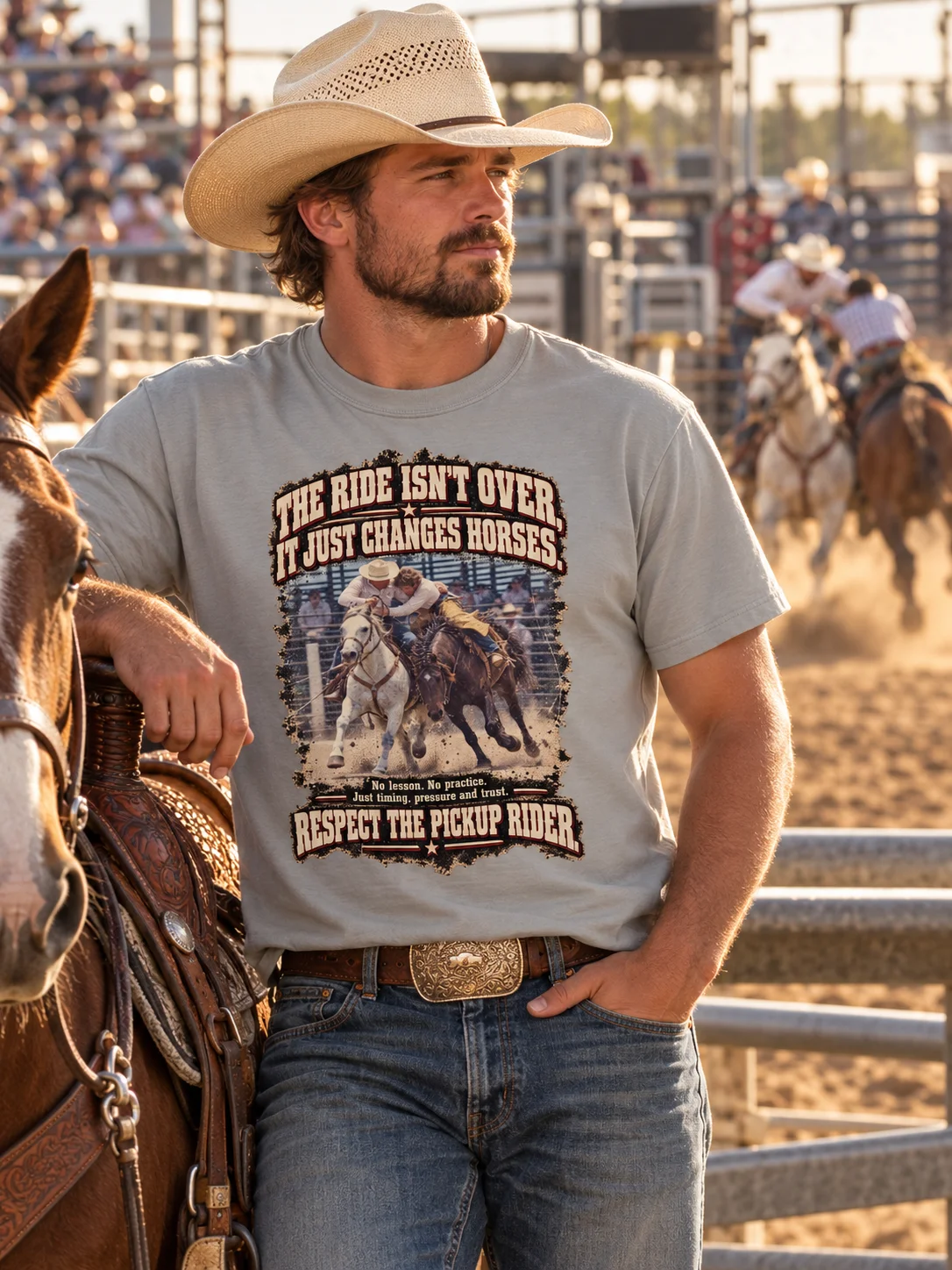 Rodeo Pickup Rider Shirt — Respect the Pickup Rider | Broken Arena™ product image (1)