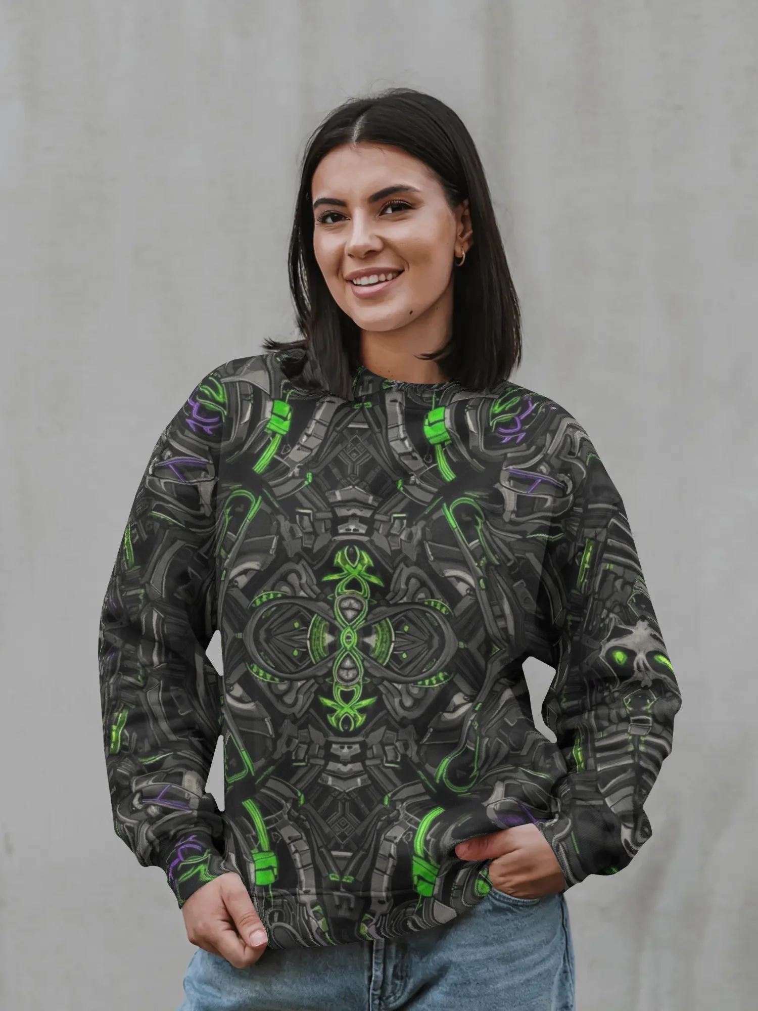 Neon Matrix – Unisex All-Over Print Sweatshirt product image (3)