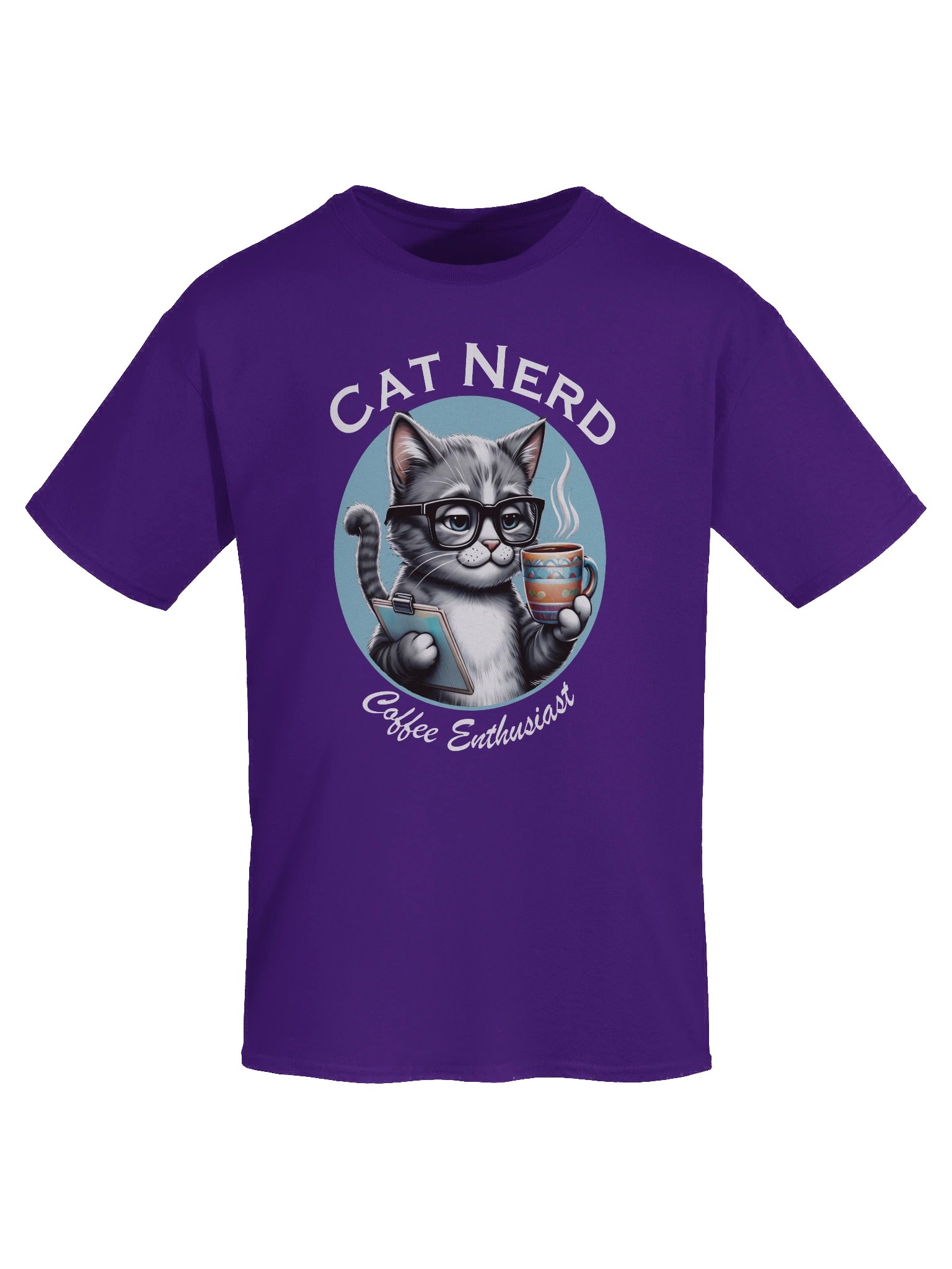 Cat Nerd Coffee Enthusiast Dark Version Unisex Heavyweight Graphic T-shirt product image (1)