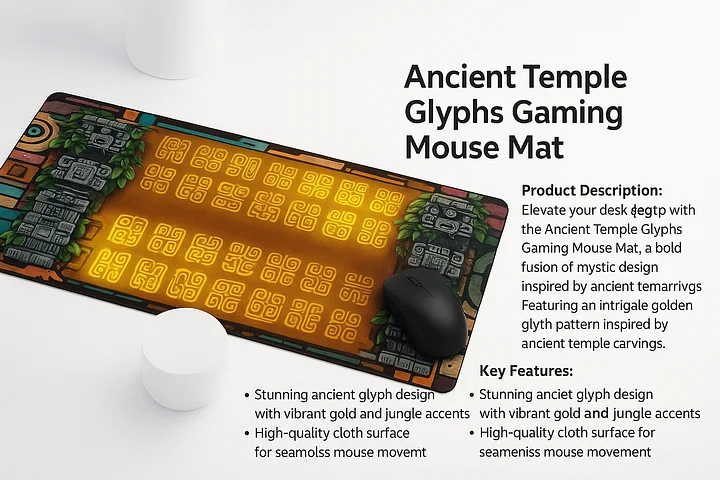 Ancient Temple Glyphs Gaming Mouse Mat product image (1)