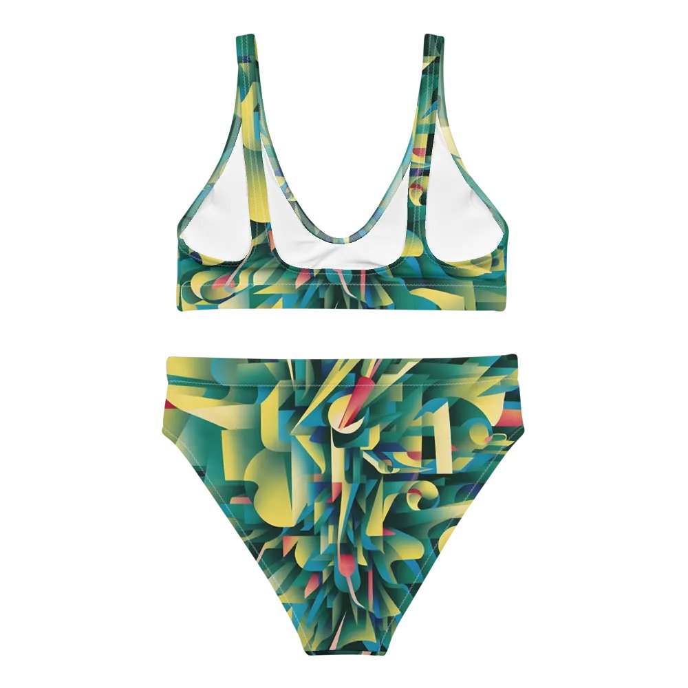Abstract Lithographic Pattern Design High Waisted Bikini - V8 product image (1)