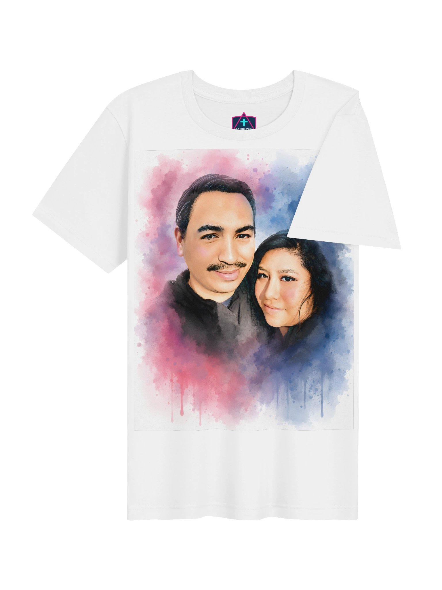 Custom Watercolor Couple Portrait T-Shirt product image (6)