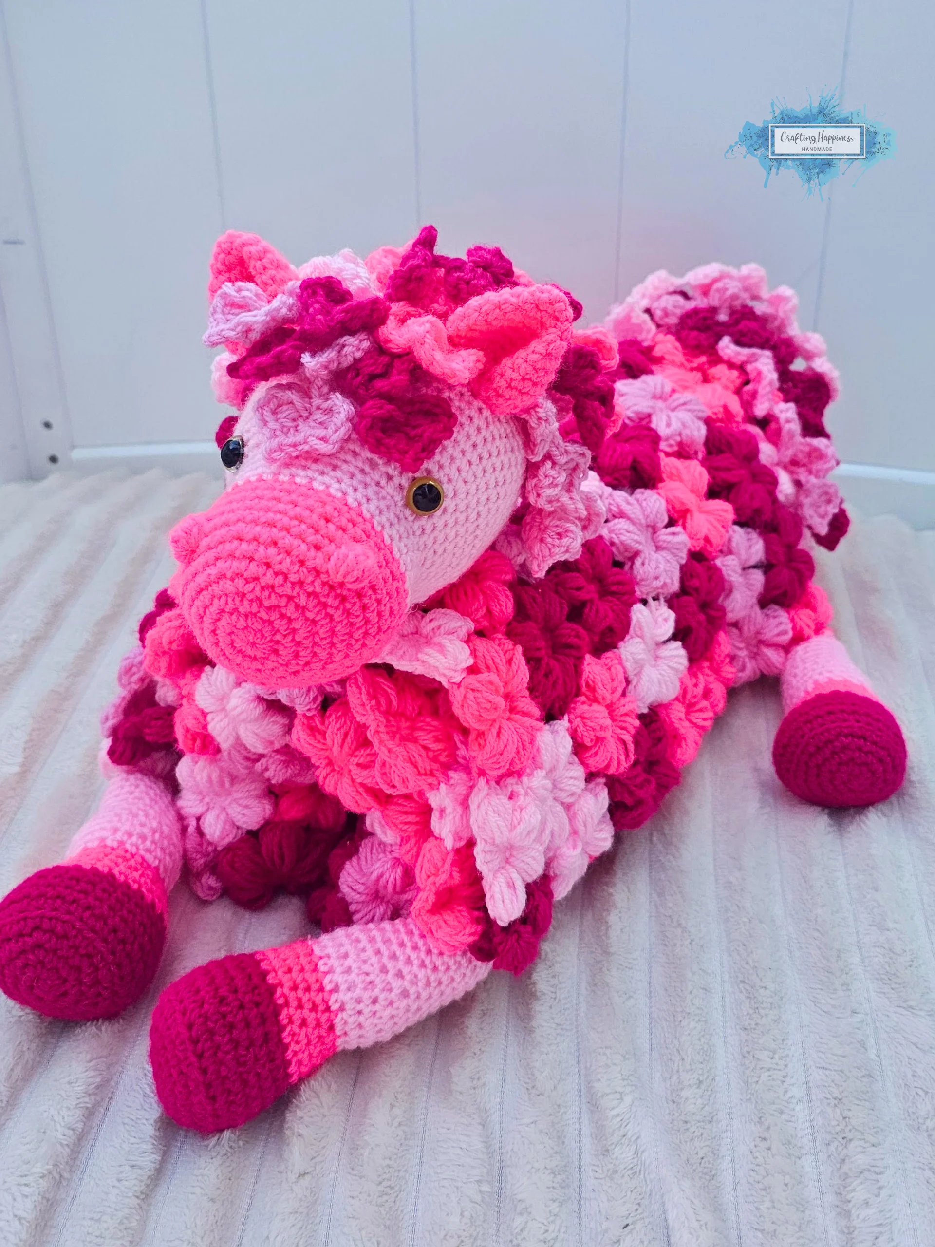 Pink Pony Baby Blanket Crochet Pattern | Folding Farm Horse Toy (PDF) product image (7)
