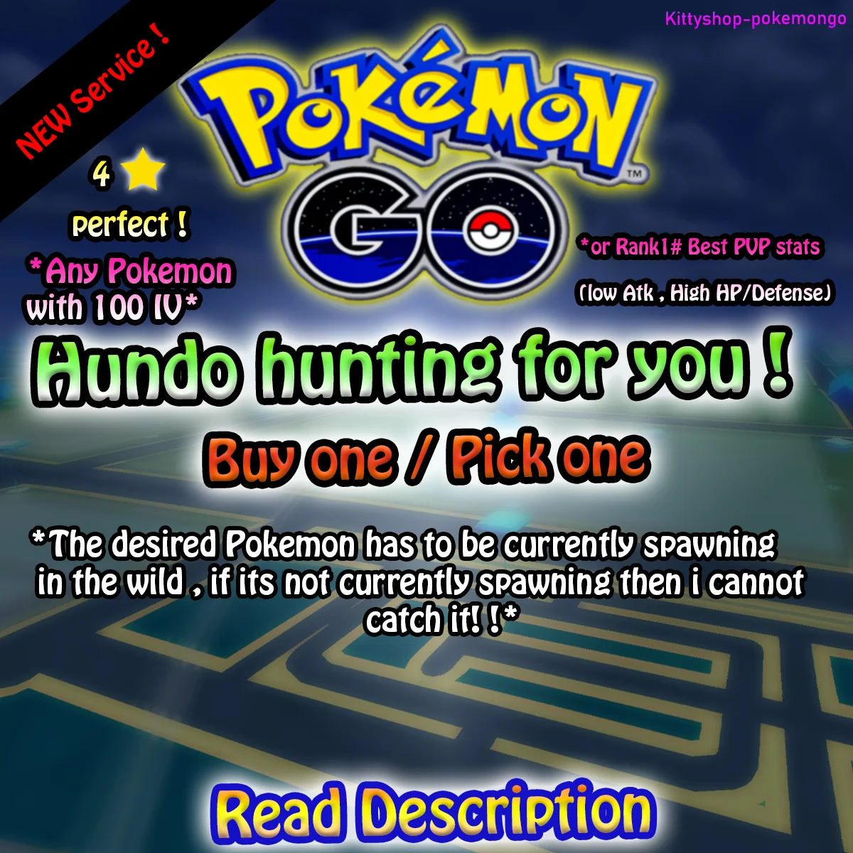 🟢Pokémon Go! - Any Pokémon Hundo Hunting for you (safest)! (100 IV/rank #1 PVP )✅ product image (1)