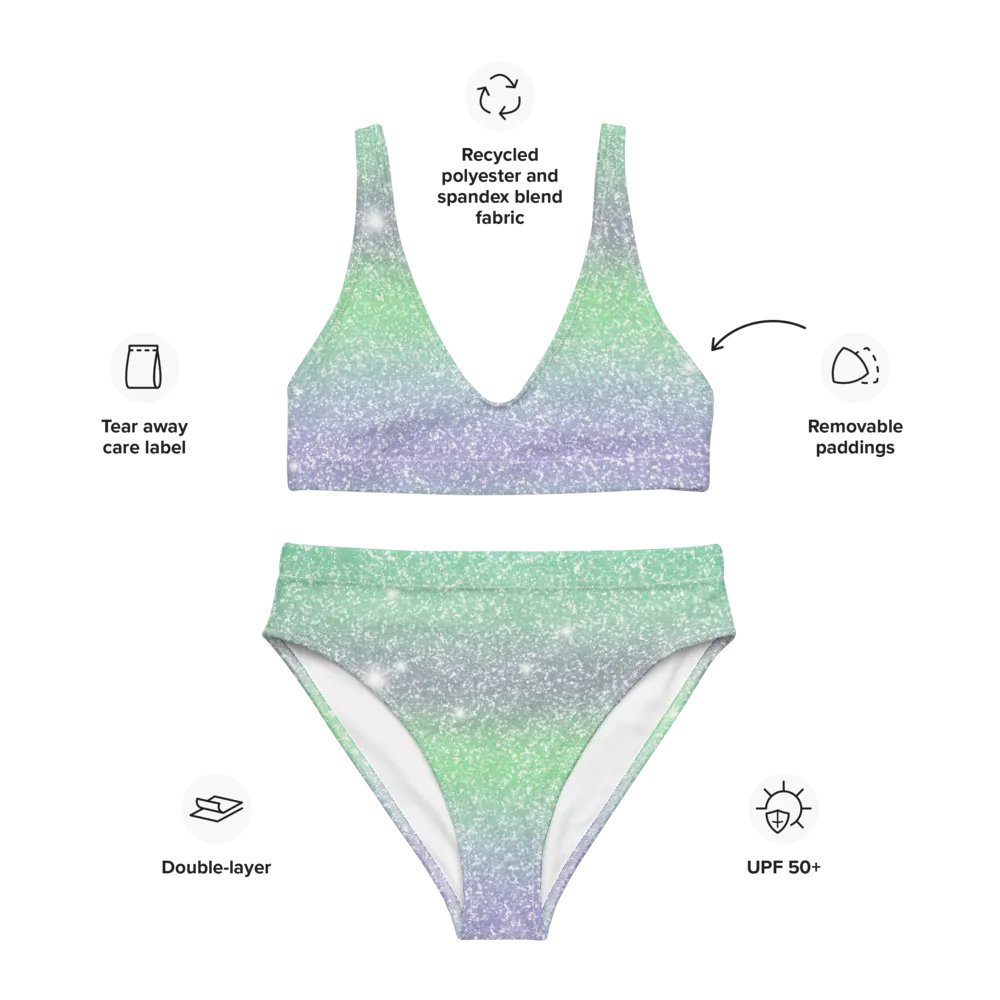 Glitter Unicorn Texture Design High Waisted Bikini (3) product image (3)