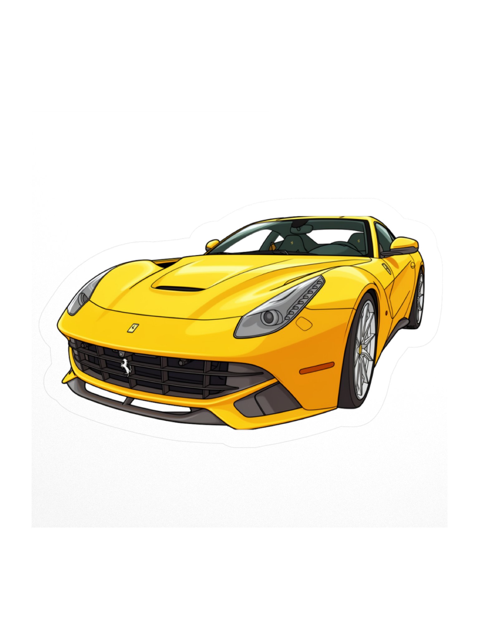 Yellow Ferrari F12 Berlinetta Sticker (Retro, Sketch, Silhouette) product image (1)