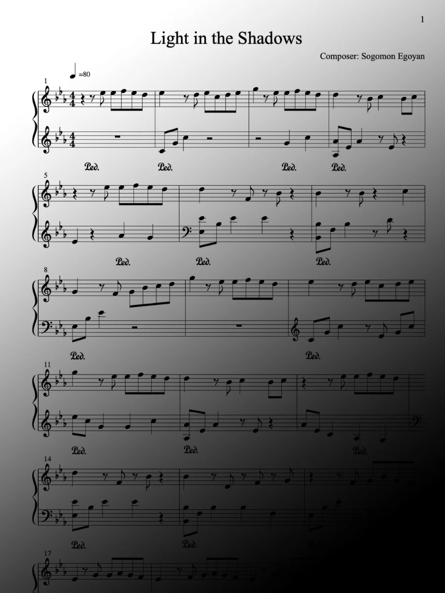 Light in the Shadows by Sogomon Egoyan - Piano Sheet Music product image (1)