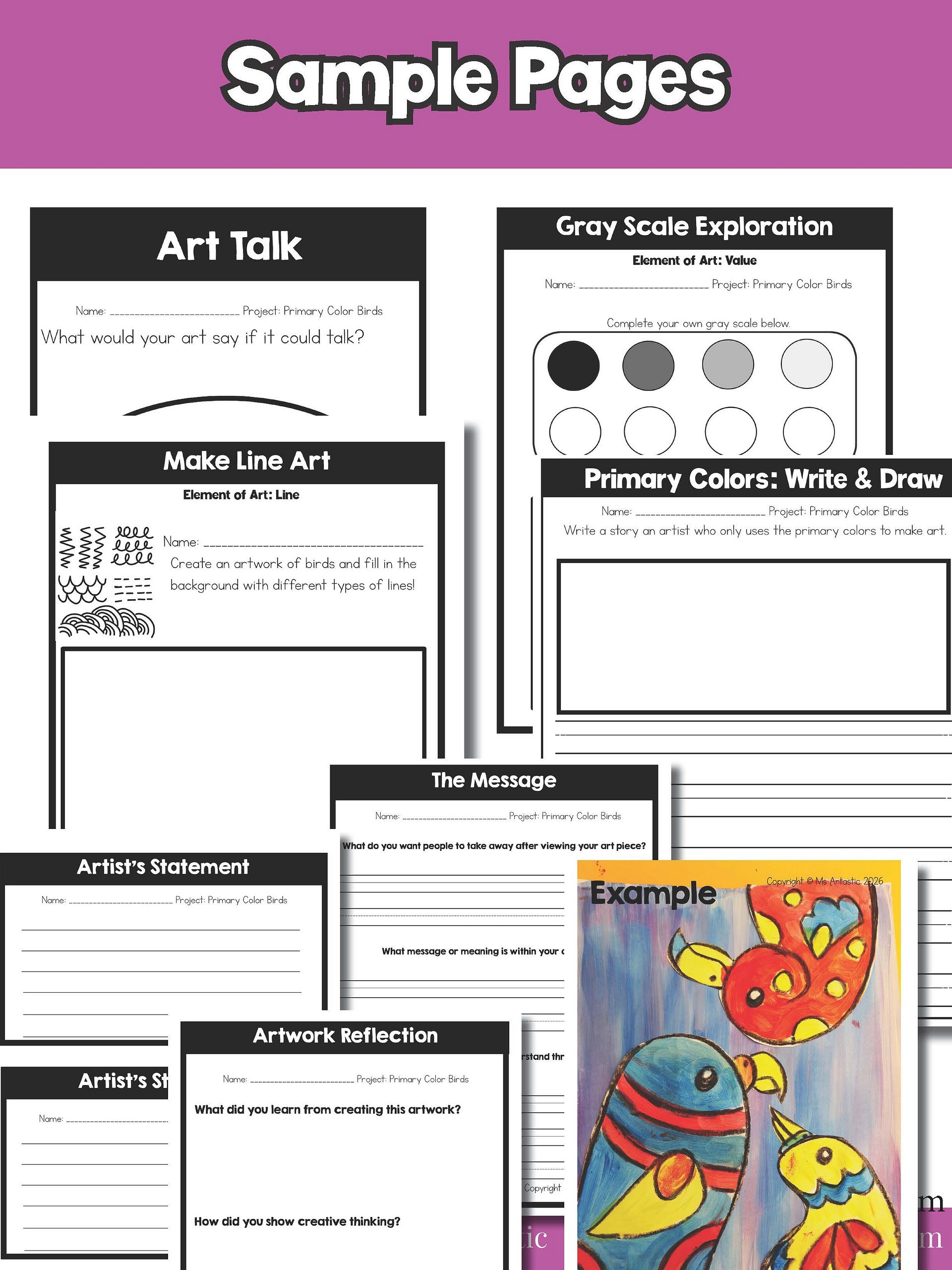 Primary Colors Art Lesson Bird Art Project Kindergarten Art Activity product image (10)