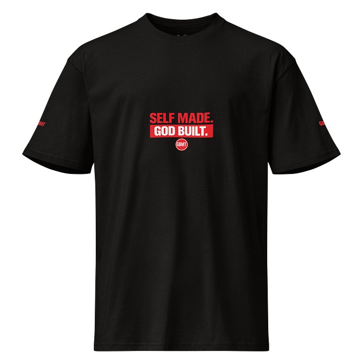 “Self Made. God Built.” T-Shirt – Black & Red Power Edition product image (1)