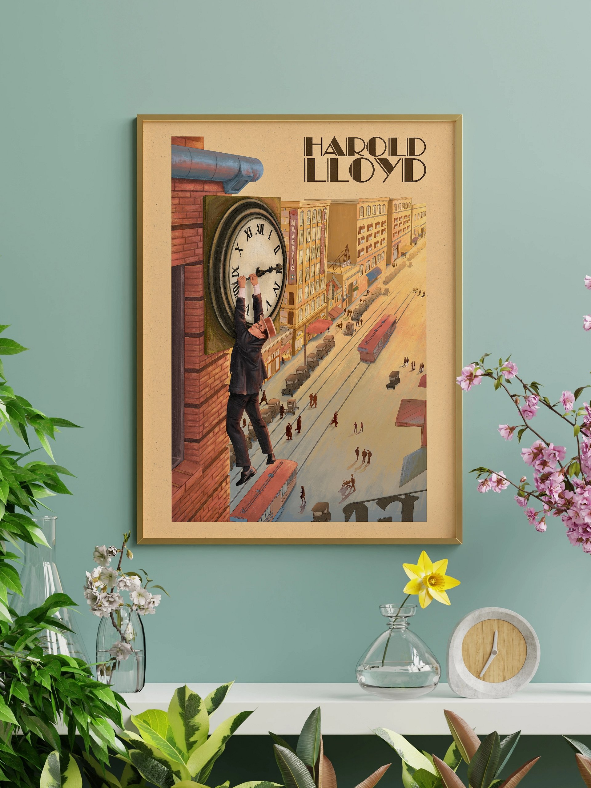Harold Lloyd and The Incredible Clock Stunt (Framed poster) product image (1)