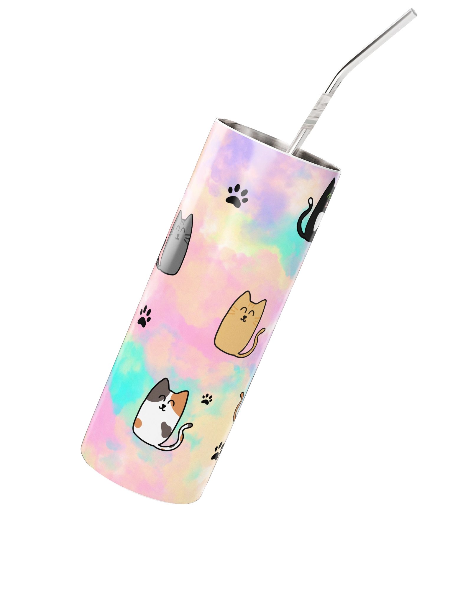 Cats Tie Dye Stainless Steel Cup w/ Straw product image (2)