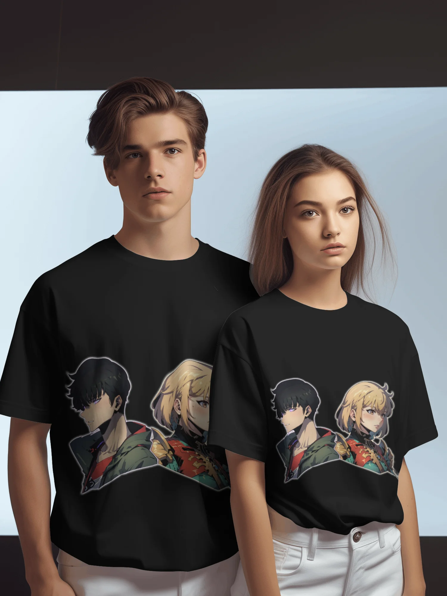 Shadow Monarch & Radiant Blade Duo Anime Streetwear Tee product image (2)
