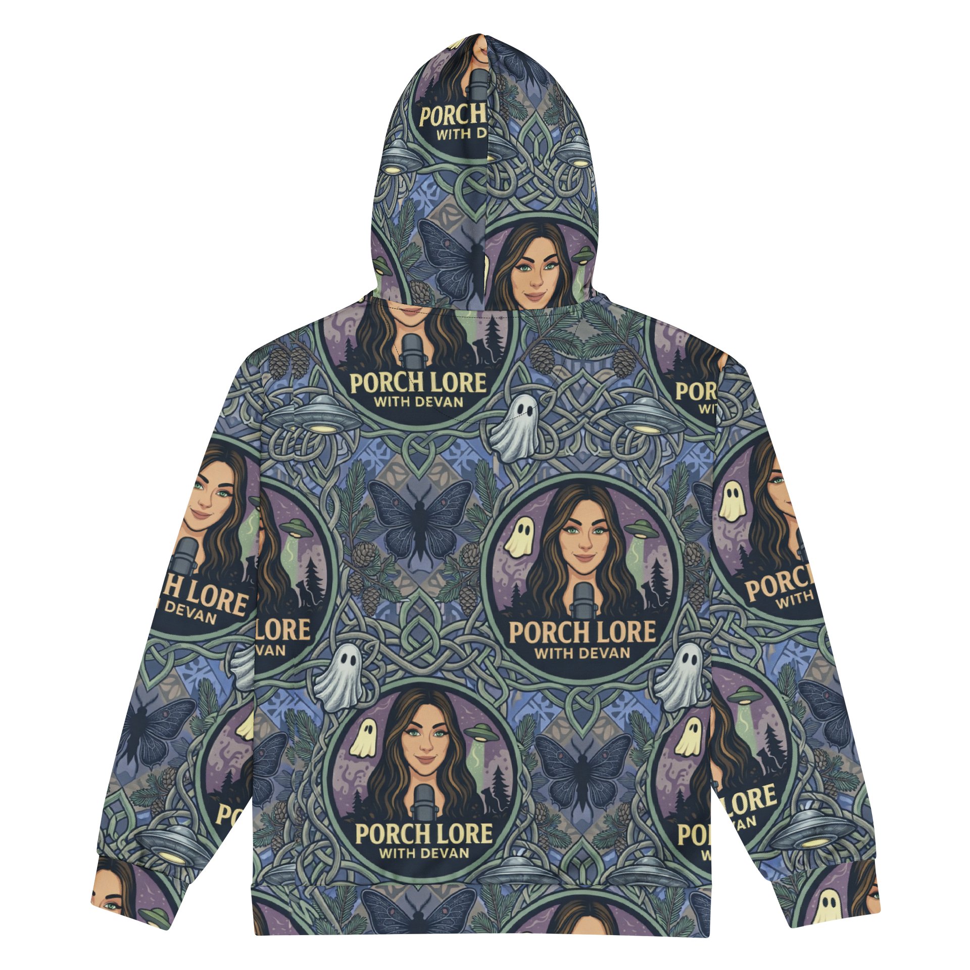 PORCH LORE DEVAN PERIWINKLE MOTH ZIP UP HOODIE product image (2)