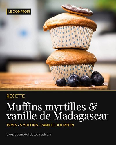Le goûter prend des airs de fête. 🧁

Des muffins moelleux aux myrtilles, parfumés à l'extrait de vanille de Madagascar : une ...