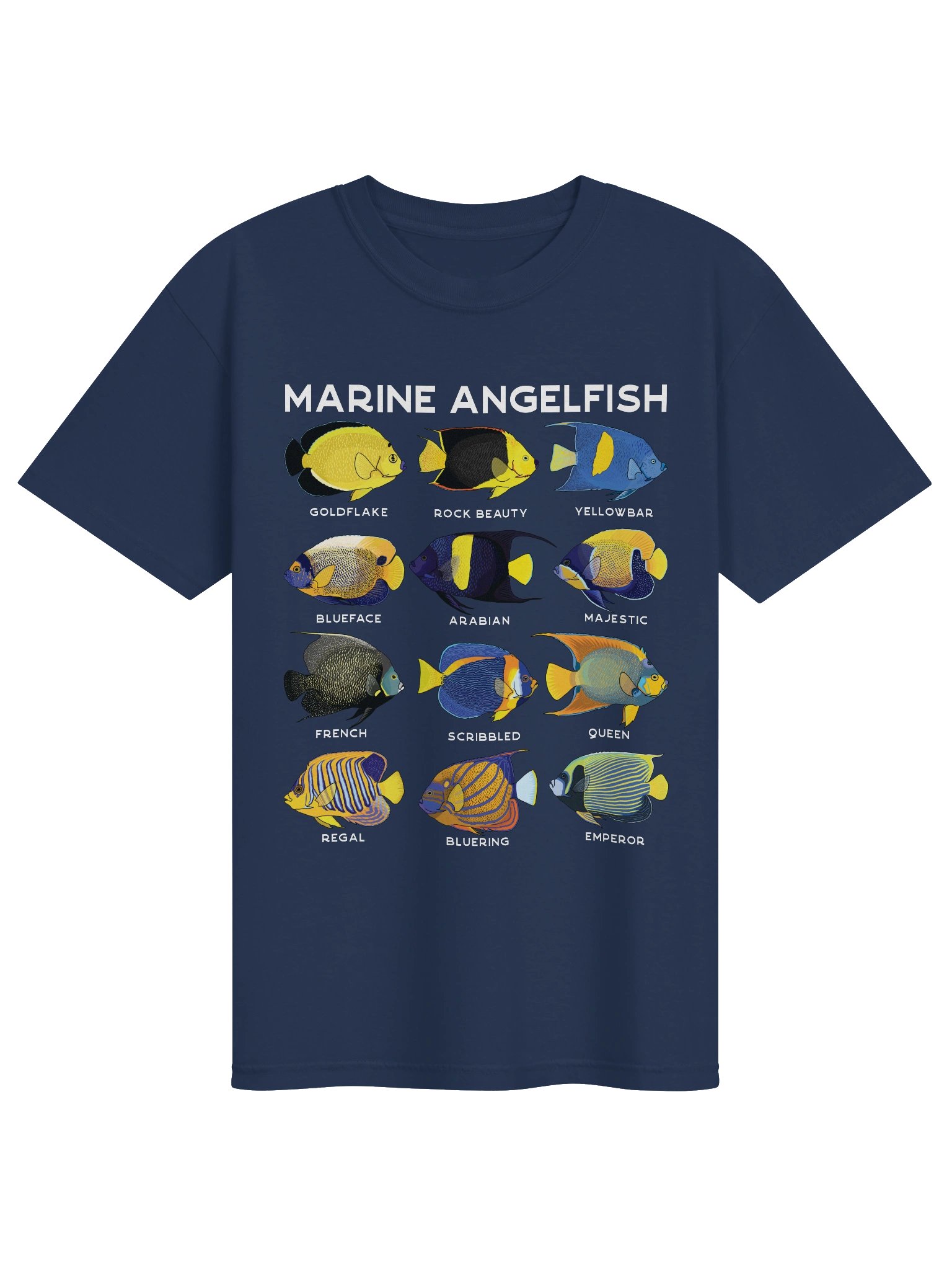 Marine Angelfish Identification Chart T-Shirt for Reef Aquarium Lovers product image (5)