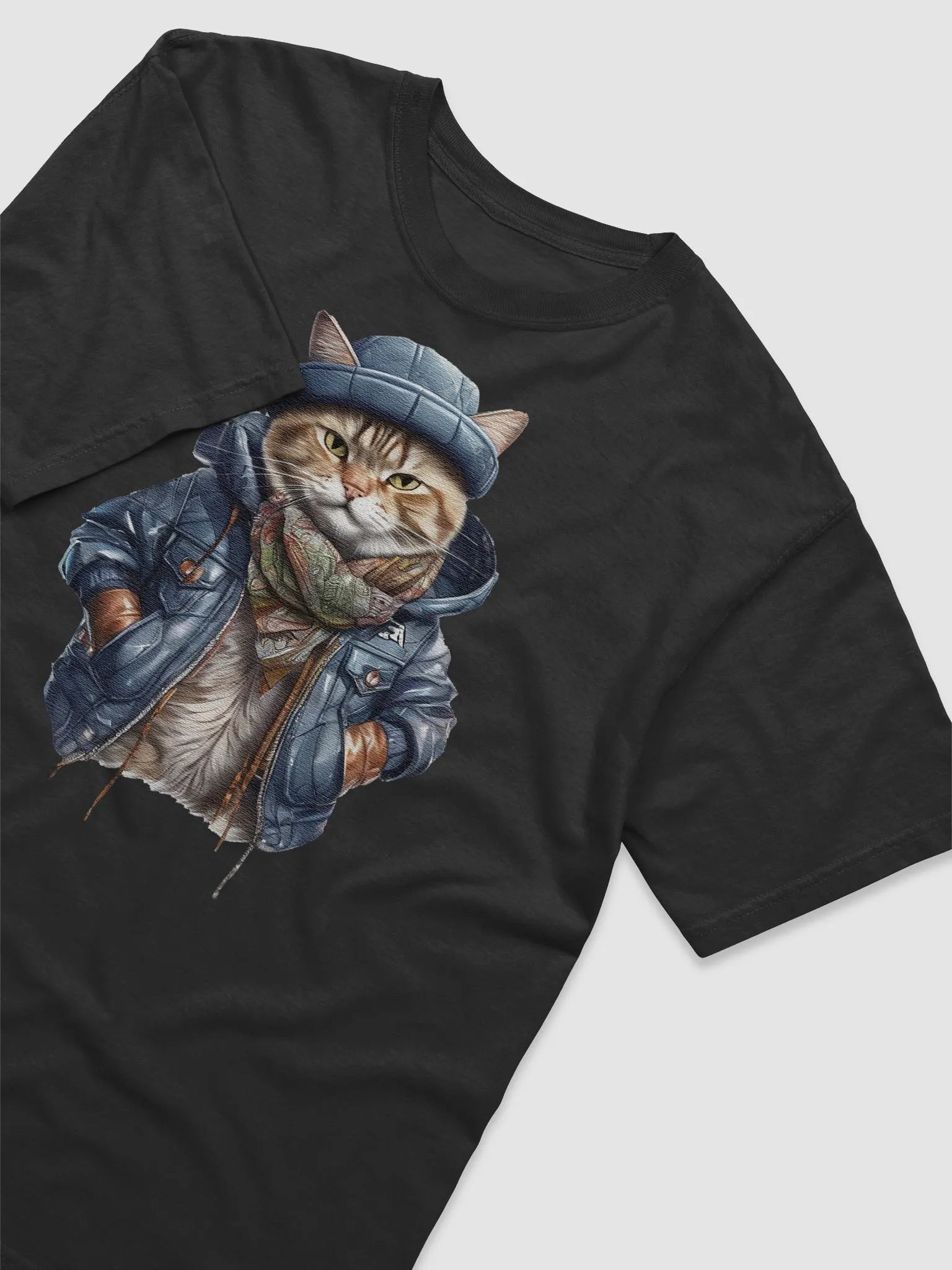 cute street cat wearing a leather jacket and ha product image (3)