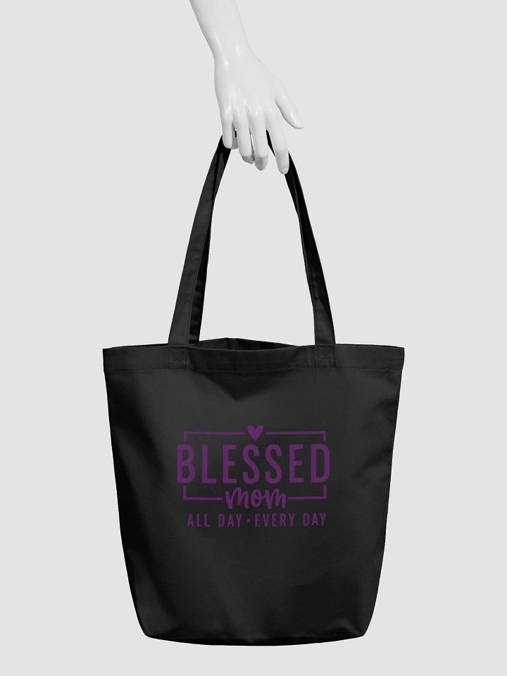 Blessed Mom Tote Bag | Heart Accented Script Design | Motherhood On The Go product image (2)