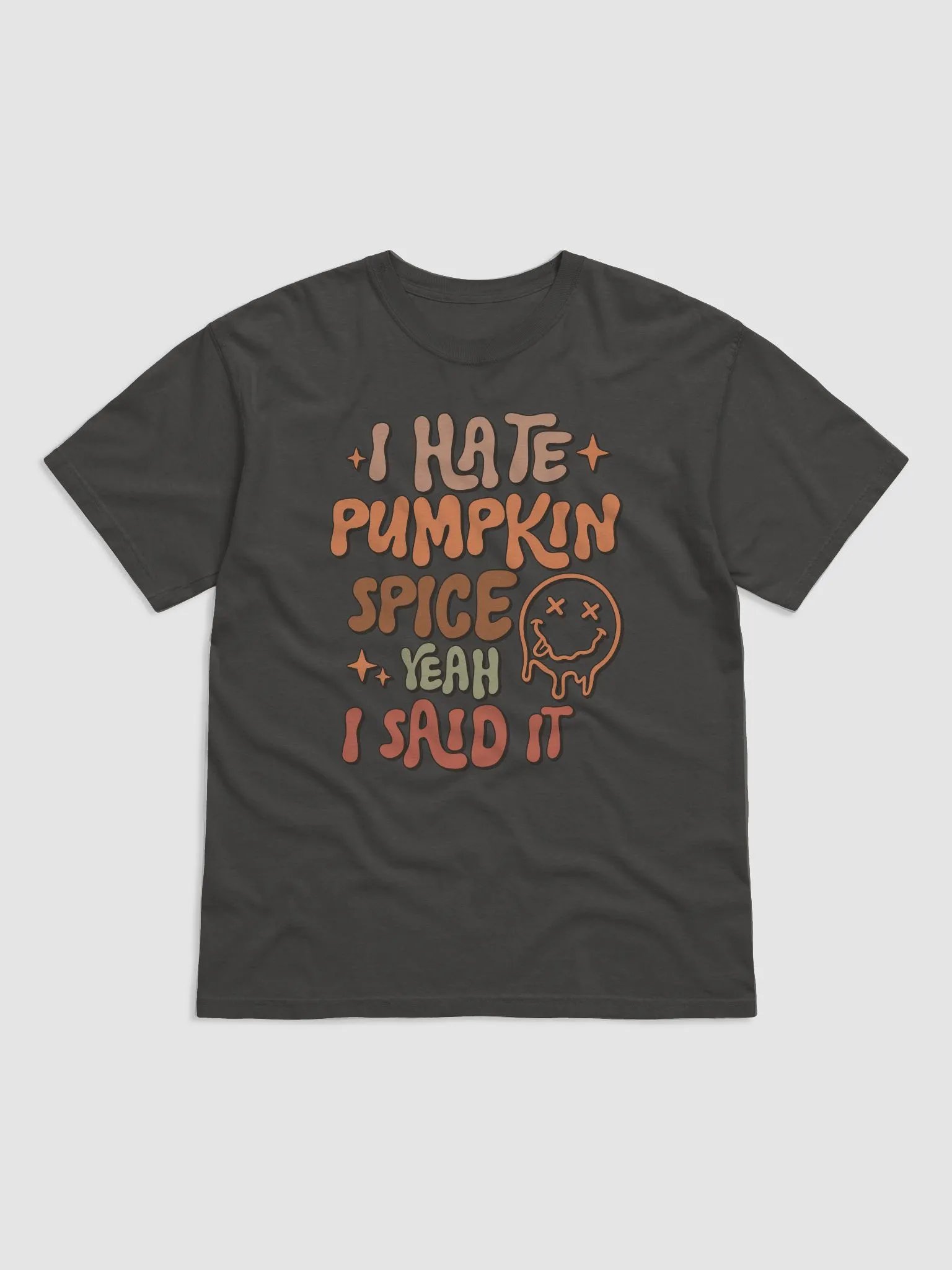 I Hate Pumpkin Spice Groovy Text T-Shirt | Funny Fall and Halloween T-Shirt Design product image (23)