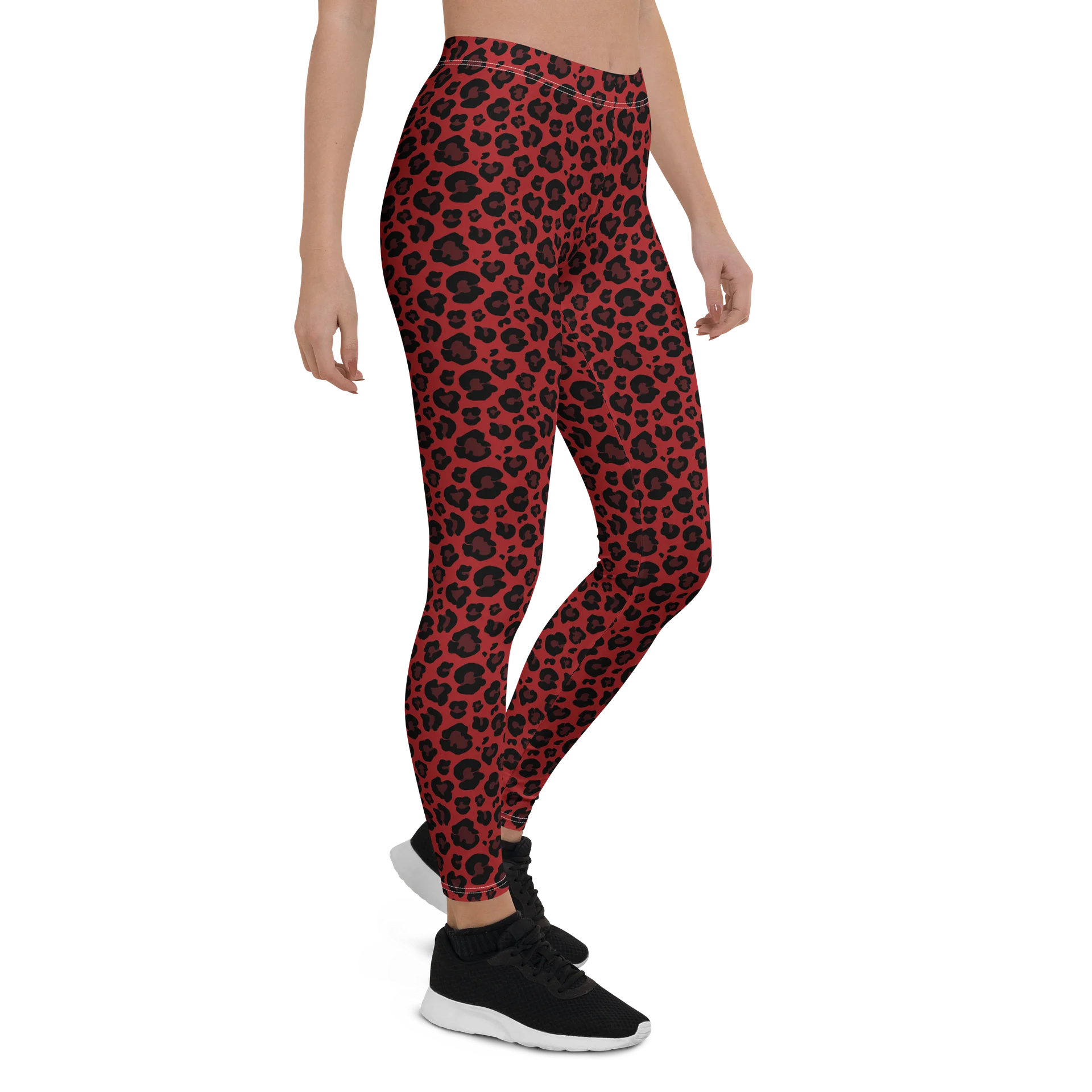 Bold Red Leopard Print Leggings for Active Wear product image (5)