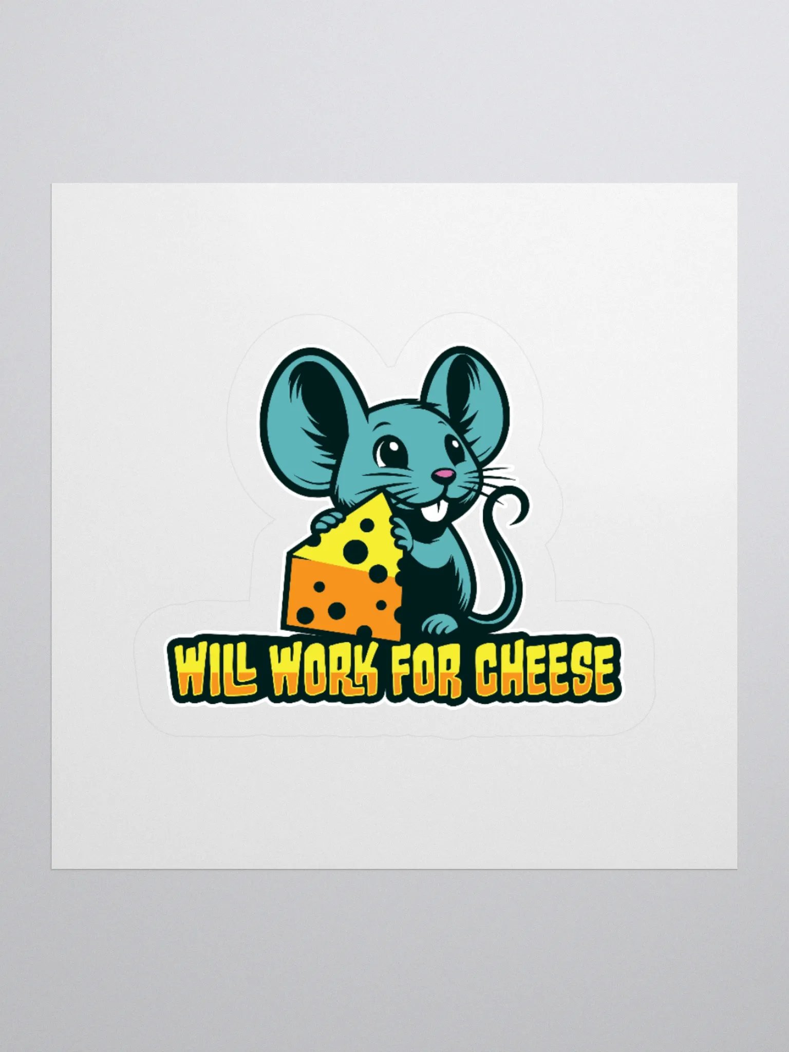 Will Work for Cheese – Funny Mouse Cheese Sticker product image (2)