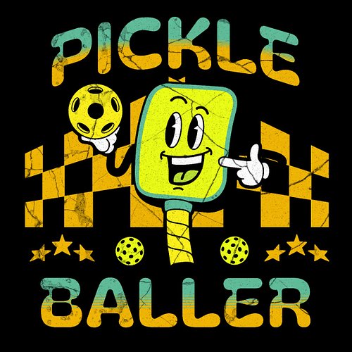 🎾🔥 Meet your new favorite Pickle Baller! 🔥🎾
This cartoon pickleball paddle is pumped up and ready to rally — holding a pickle...