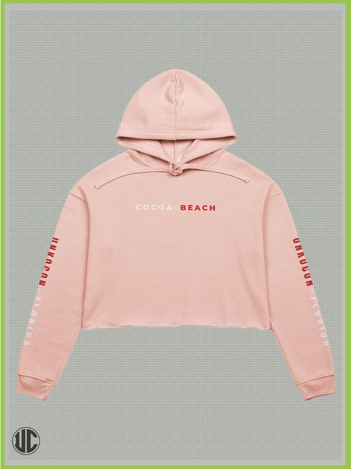 Cocoa Beach Crop Hoodie for Women – Cute Surf Graphic, Streetwear Fit, Soft Cotton Pullover product image (2)