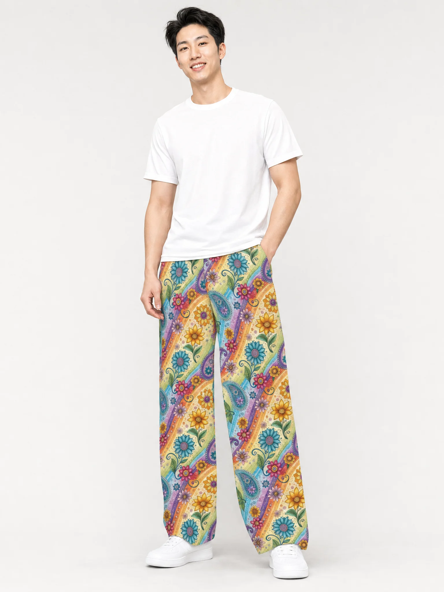 Sunny Paisley Flower Wide-Leg Pants product image (1)