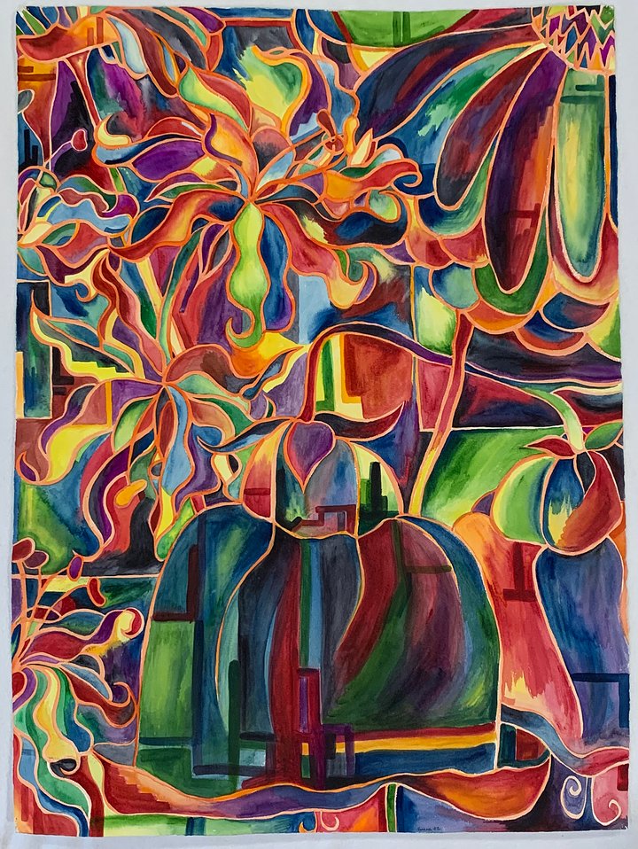 Blooms and Architecture Painting product image (1)