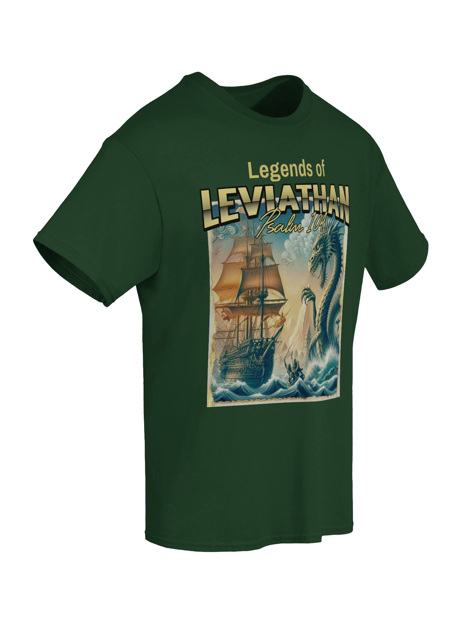 Legends of Leviathan T-Shirt, Sea Serpent, Bible Dragon Monster of the Sea Bible Verse Tee product image (3)